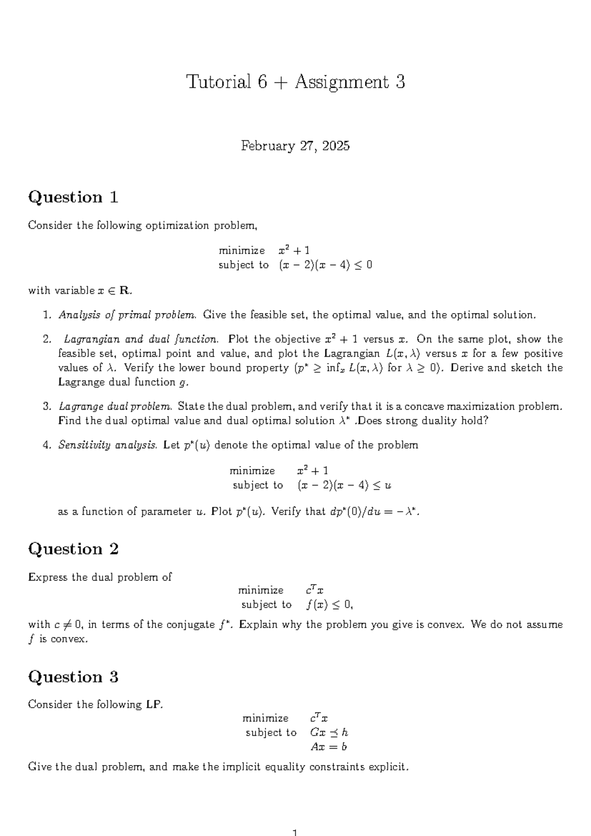 Assignment 3: Tutorial 6 Optimization Problems Analysis - Studocu