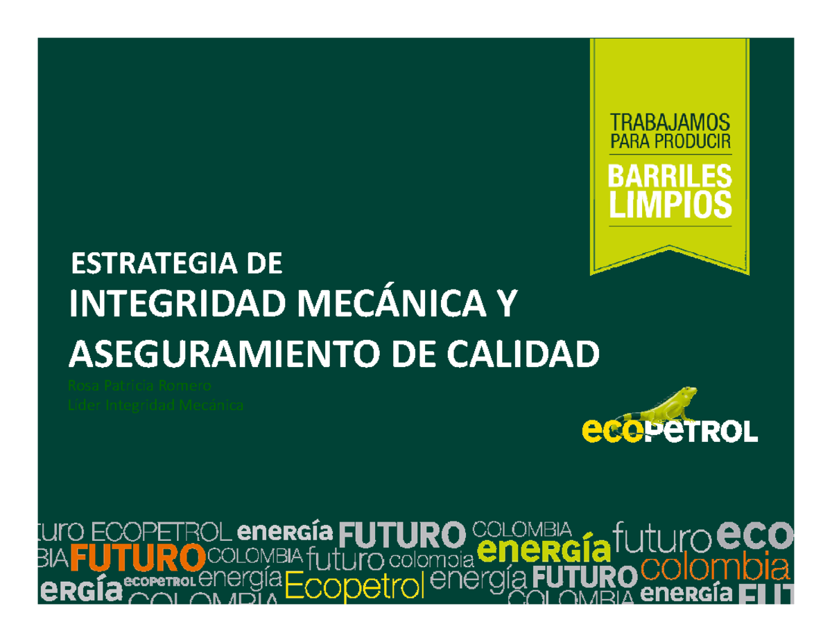 Integridad Mecánica Y Aseguramiento De Calidad