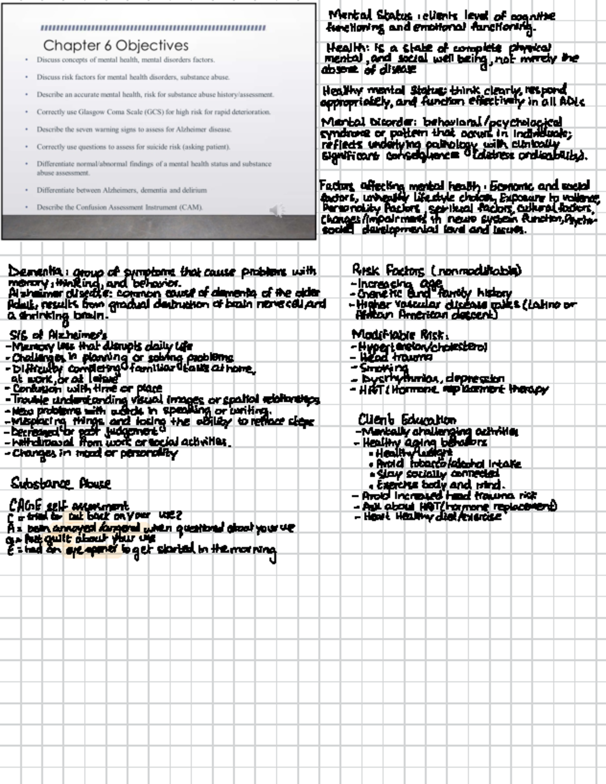 Chapter 6 notes 2025-01-21 20 35 10 - Mental Status : clients level of ...