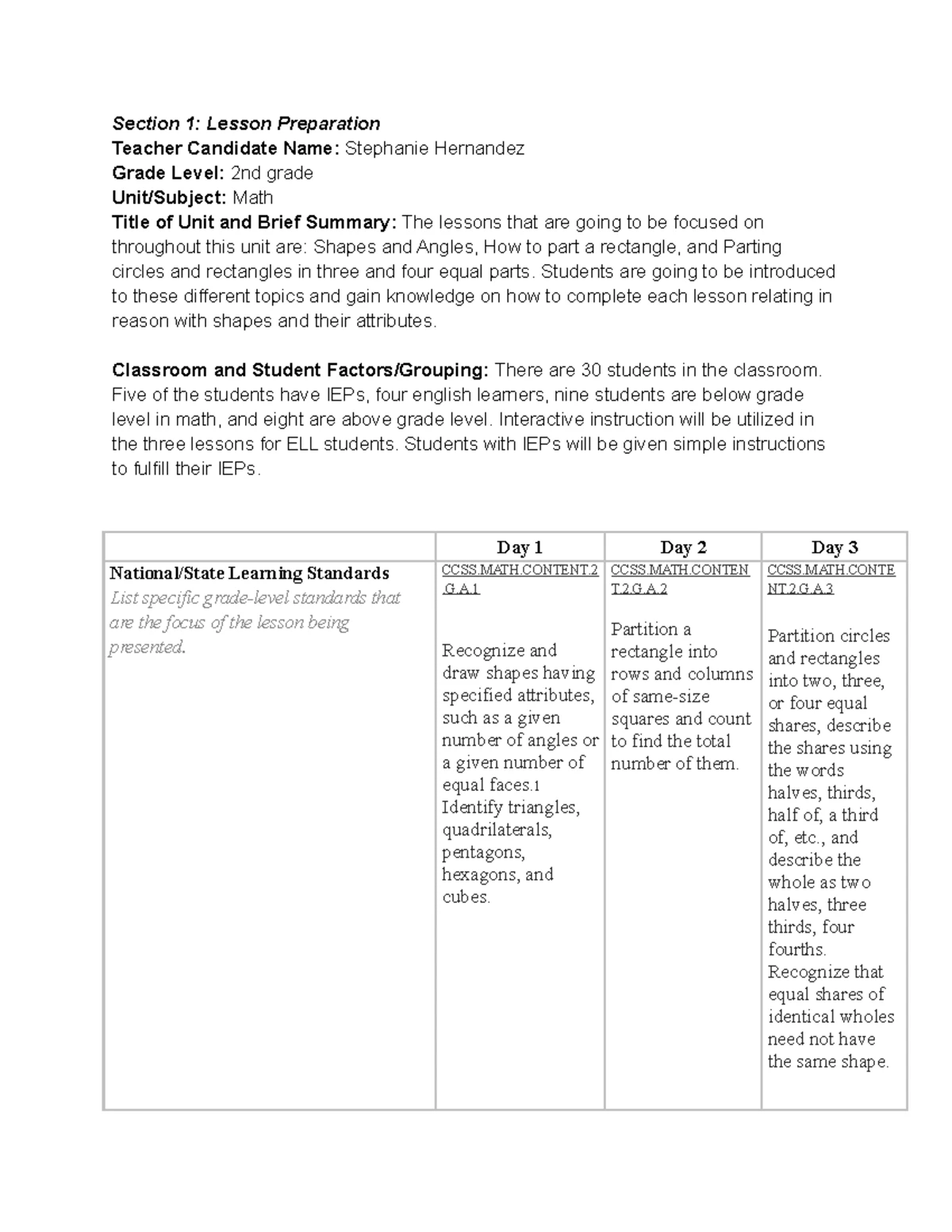 Aligned Learning Activities and Differentiation-2 - Stephanie Hernandez ...