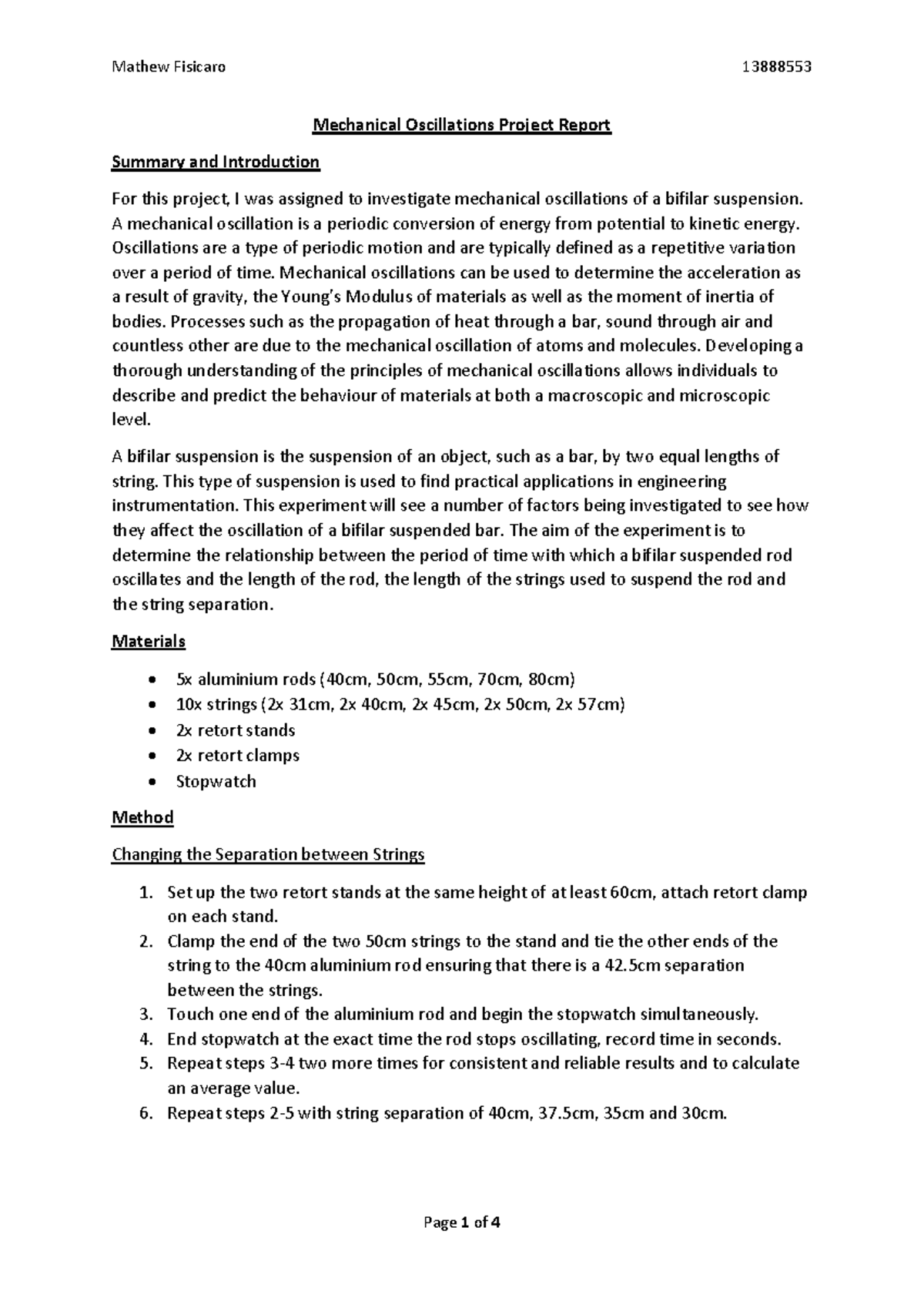 MECH-301: Mechanical Oscillations Project Report Overview and Findings ...