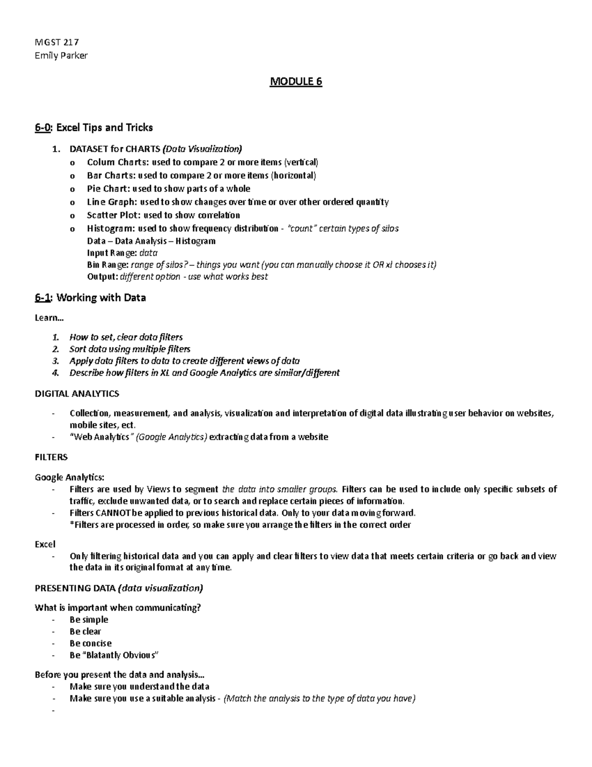 MGST 217 Module 6 Quiz Preparation and Data Visualization Insights ...