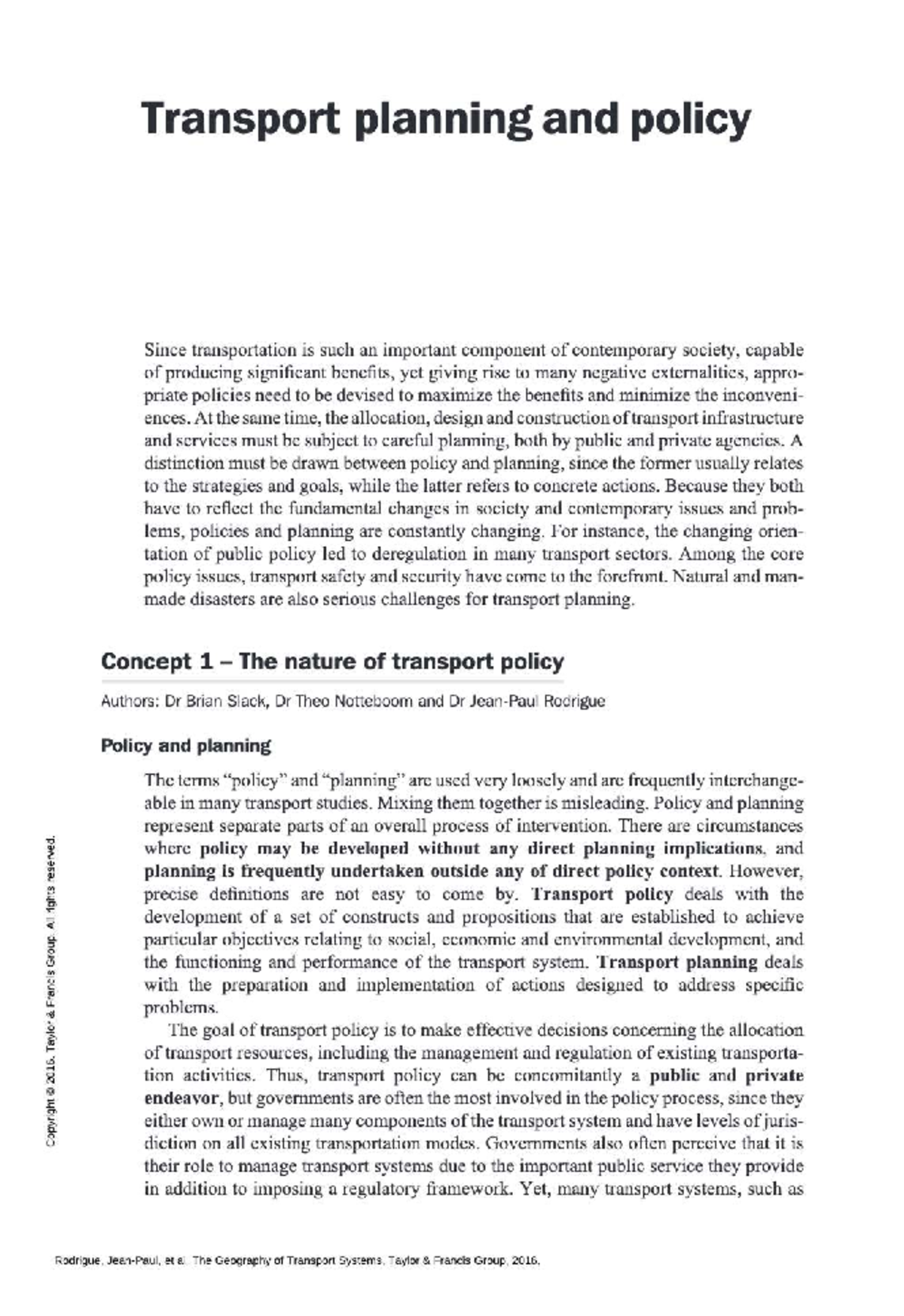 Transport Planning and Policy: Key Concepts and Challenges (TMP) - Studocu