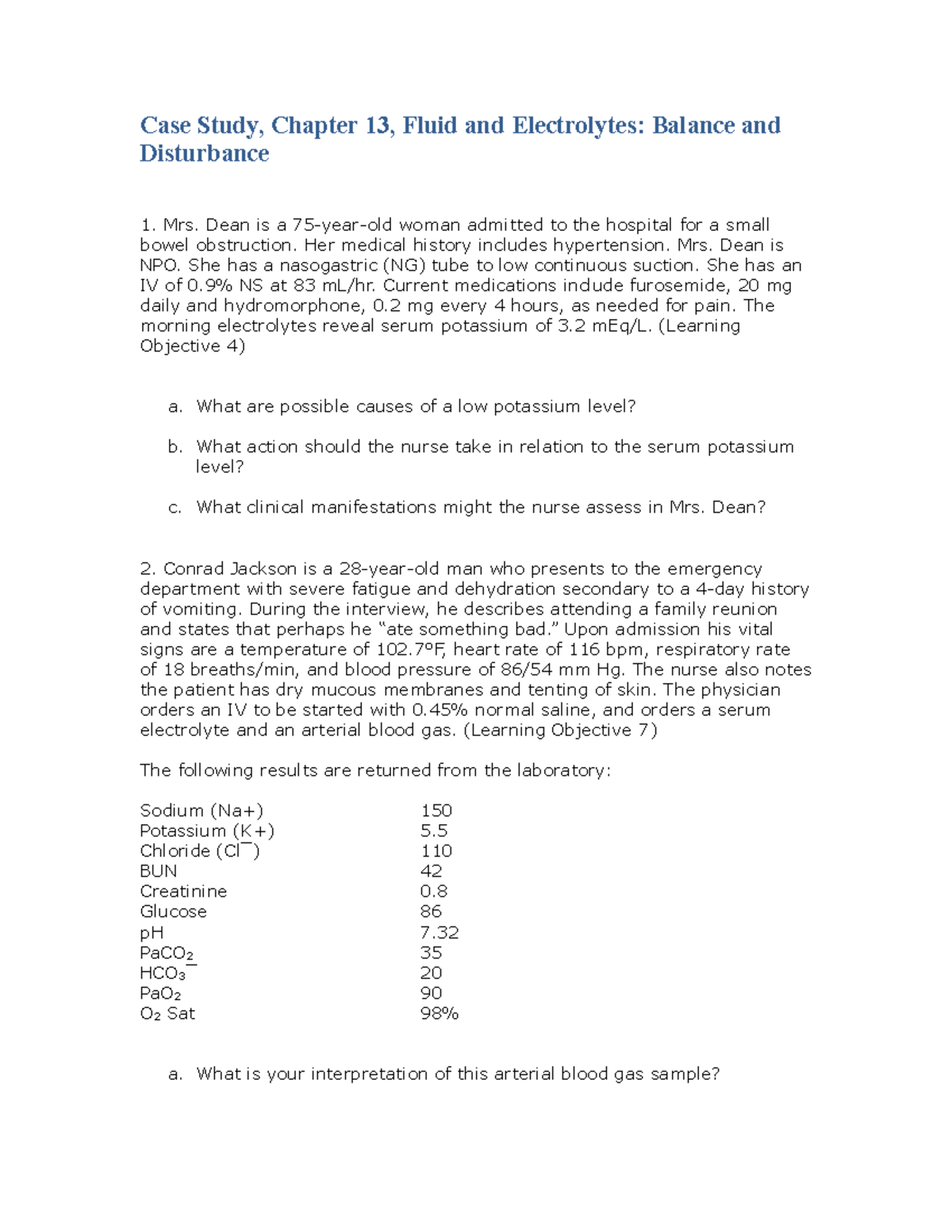 Case Study Chapter 13 Nur III - Case Study, Chapter 13, Fluid and ...