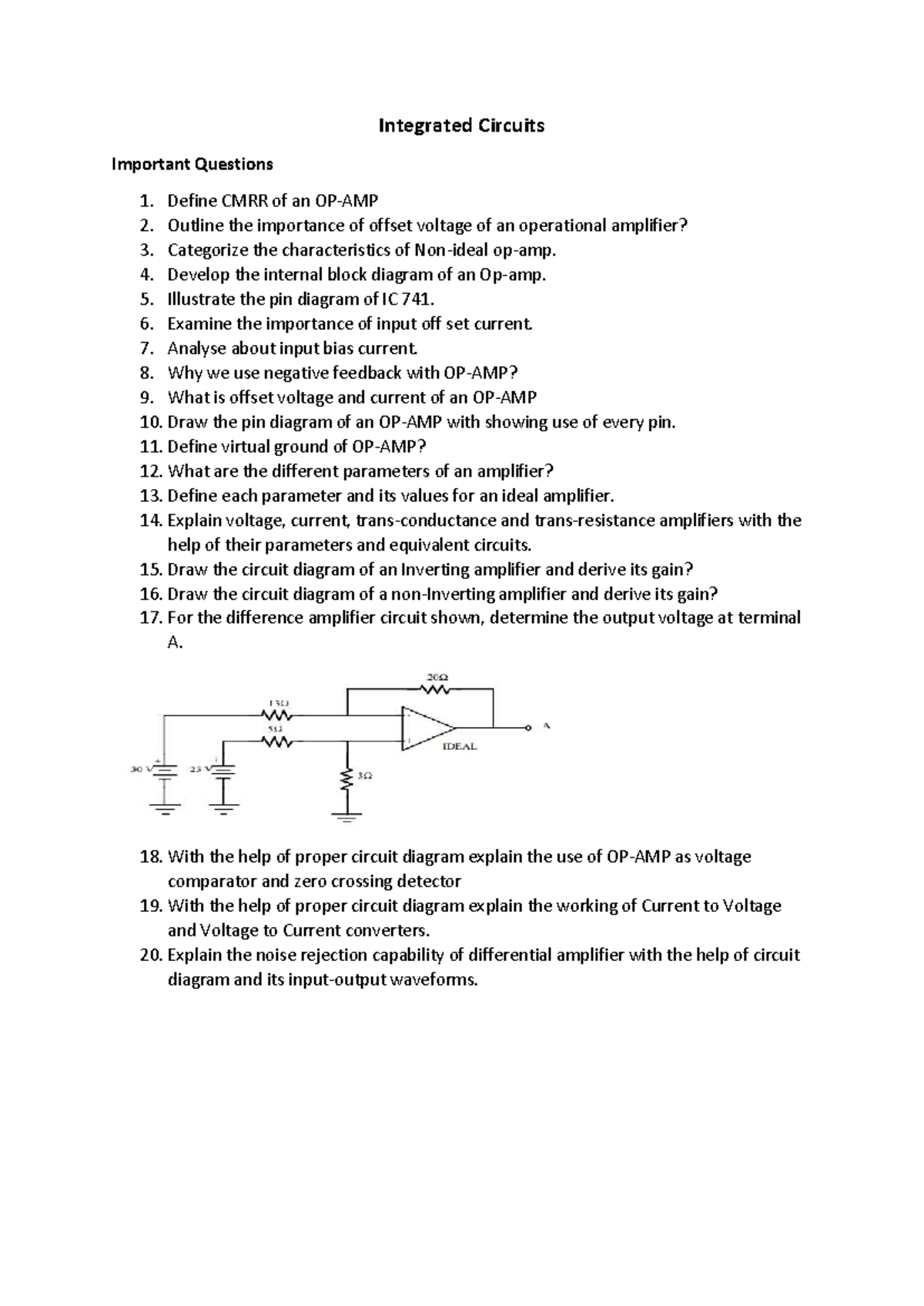 Important Questions on Integrated Circuits (IC) for Exam Preparation ...