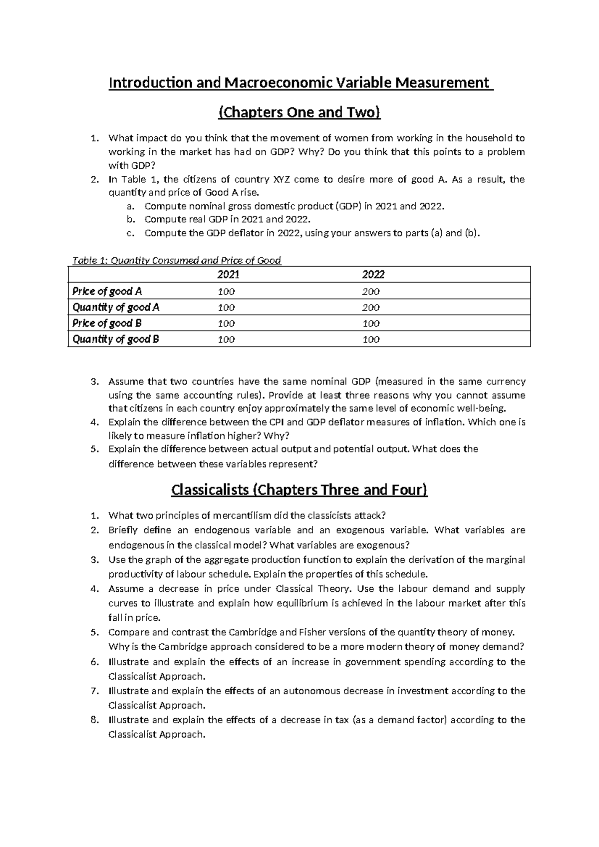 Macroeconomics Revision Material: Key Concepts and Measurements - Studocu