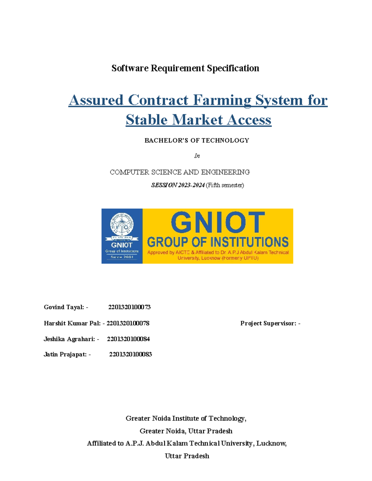 Govind - nothing - Software Requirement Specification Assured Contract ...