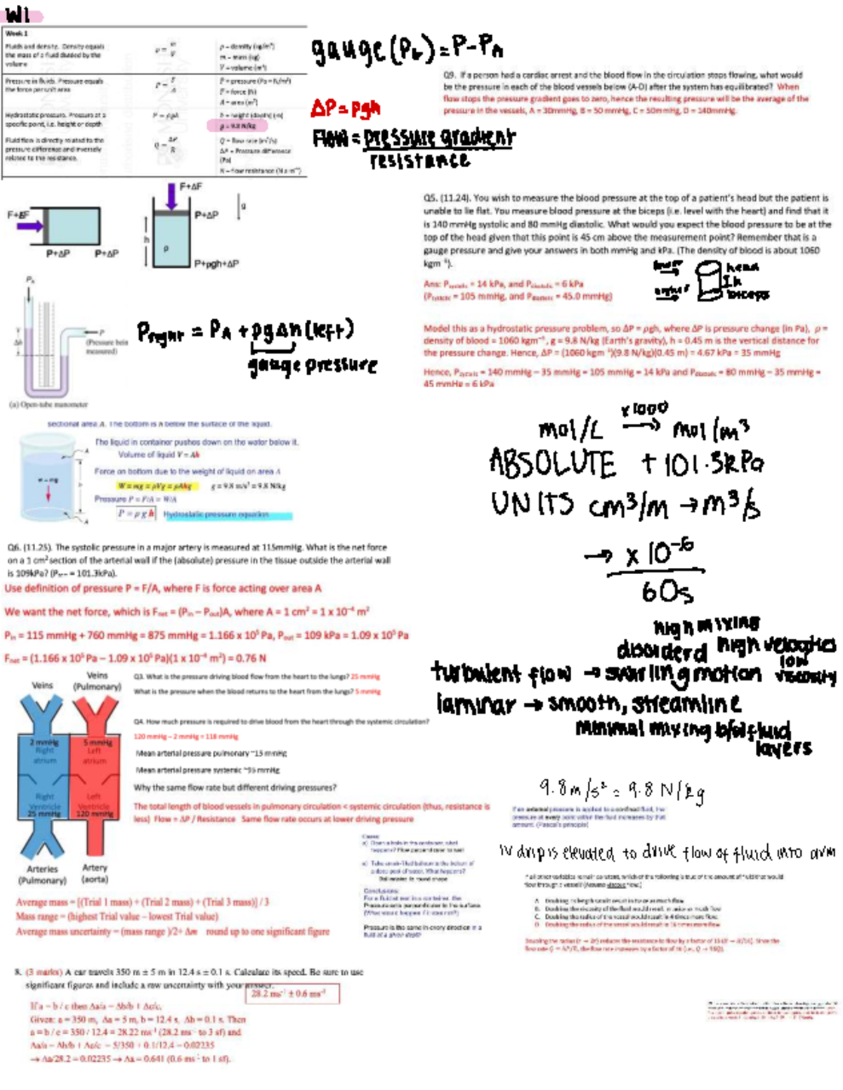 WI 101: Exam Notes on Fluid Dynamics and Biomechanics - Studocu