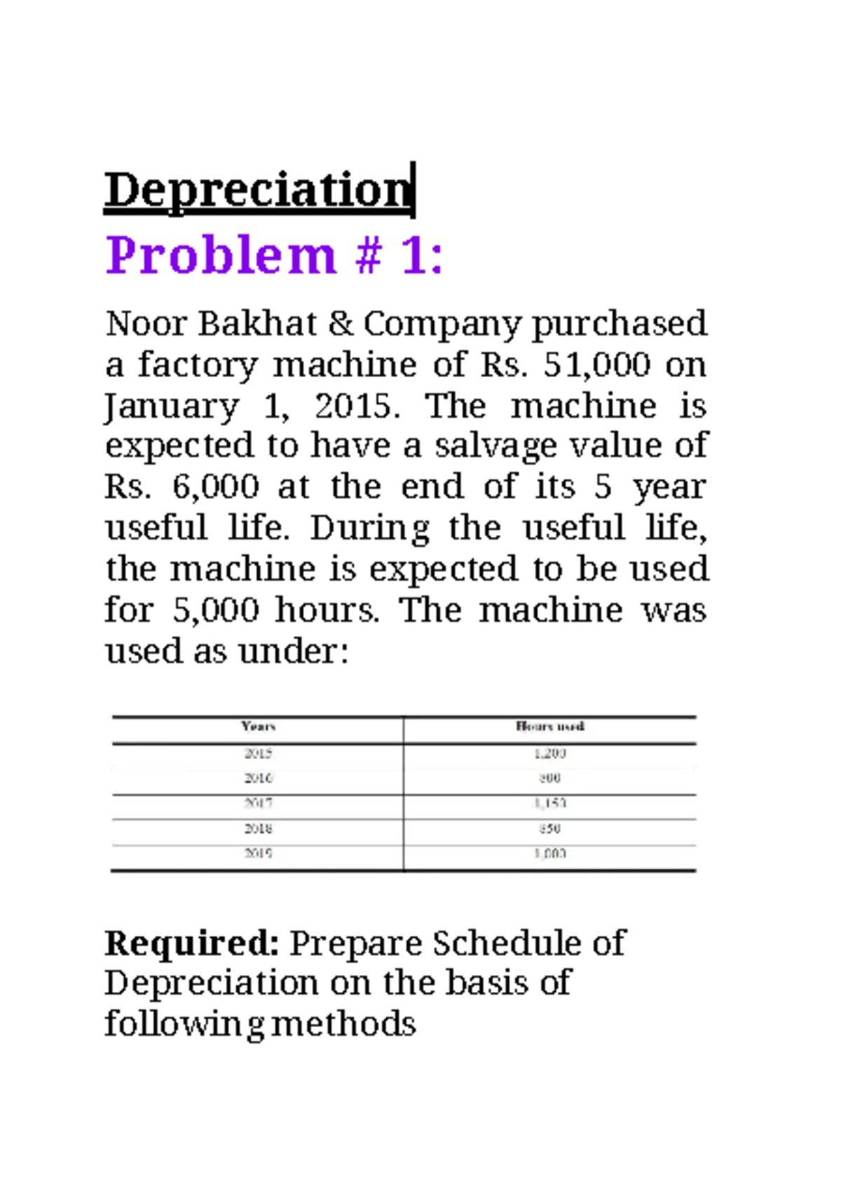 Depreciation Calculation Methods & Solutions (ACCT 201) - Studocu