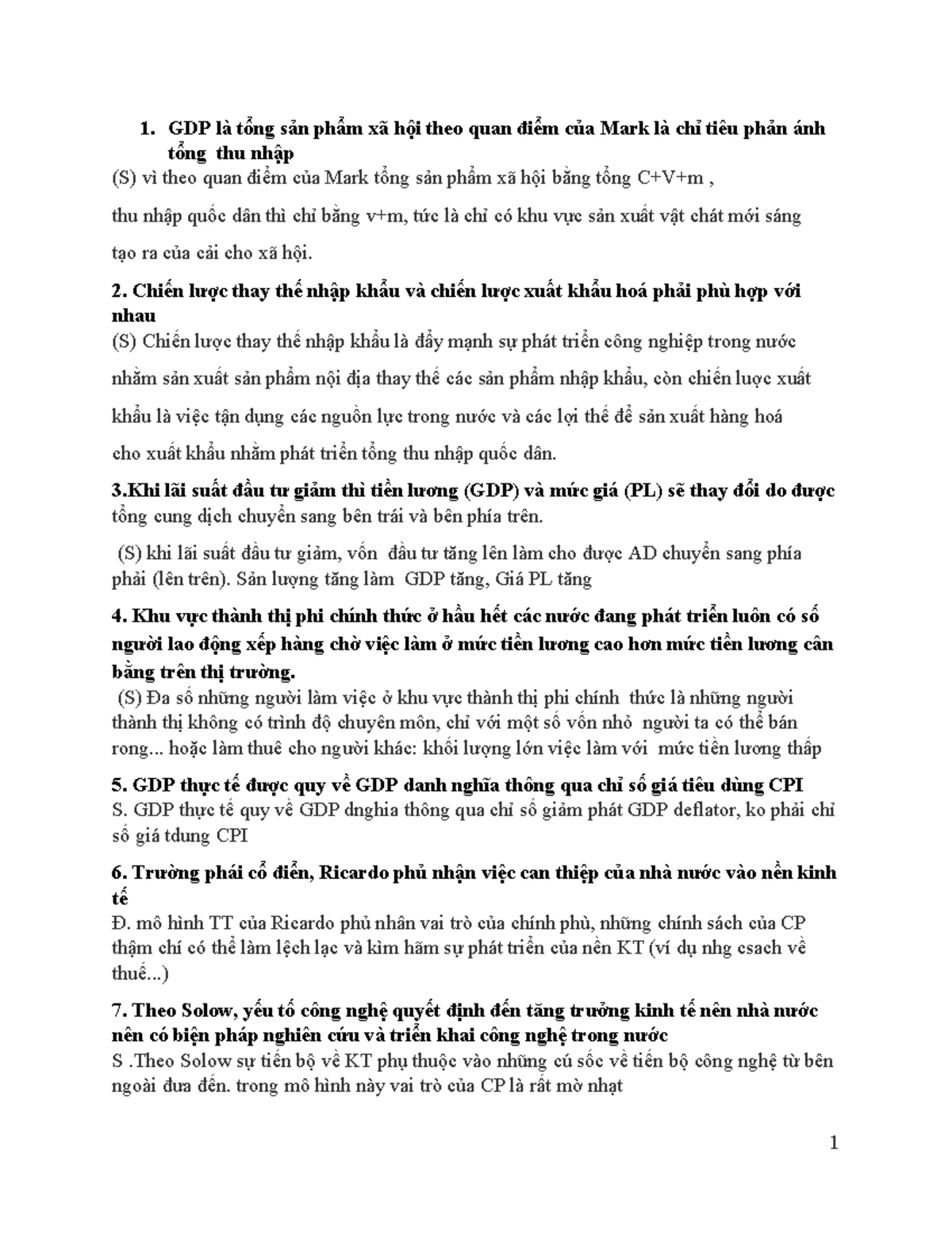Câu hỏi đúng sai - KTPT - Tăng trưởng kinh tế và phát triển bền vững ...