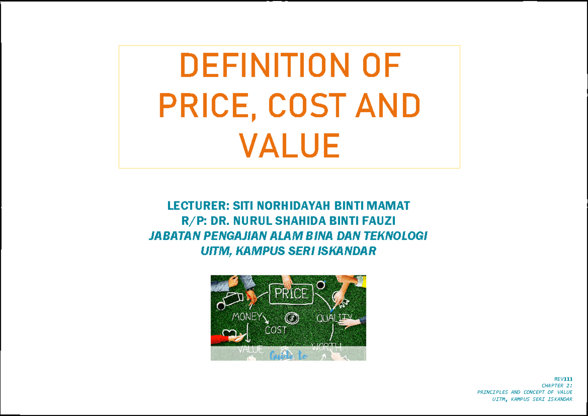 CHAP 2-1 Definition OF Price, COST AND Value - DEFINITION OF PRICE ...