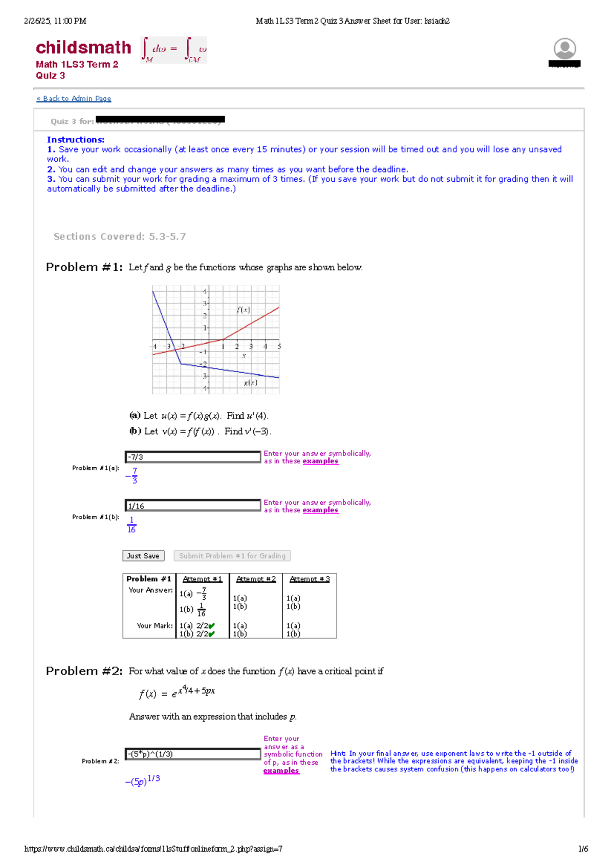 Math 1LS3 Term 2 Quiz 3 Answers for HUIHSIN HSIAO (400561220) - Studocu