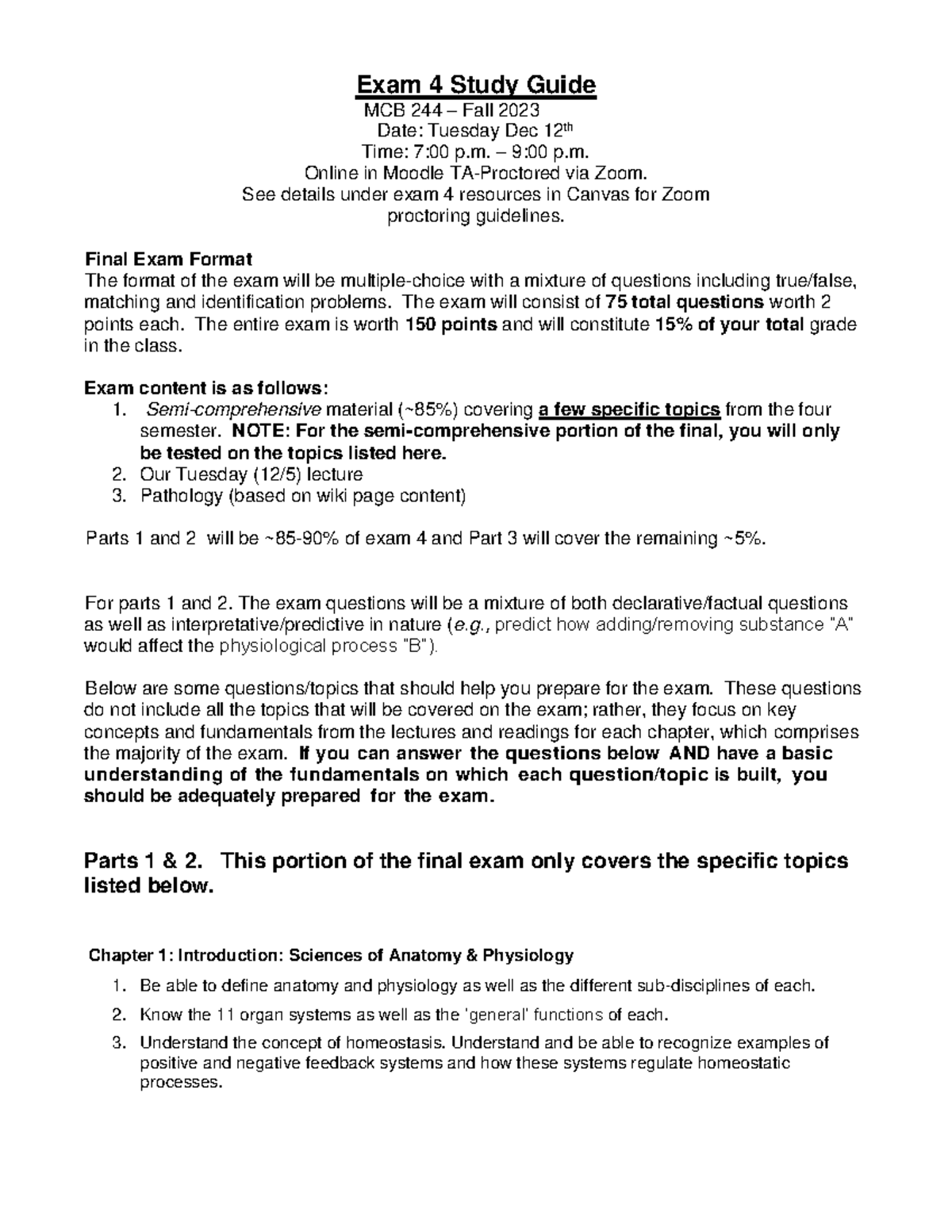MCB 244 Final Exam Study Guide - FA23 Comprehensive Review - Studocu
