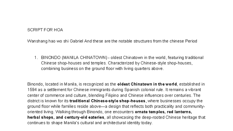 SCRIPT FOR HOA: Notable Chinese Architectural Structures in the ...