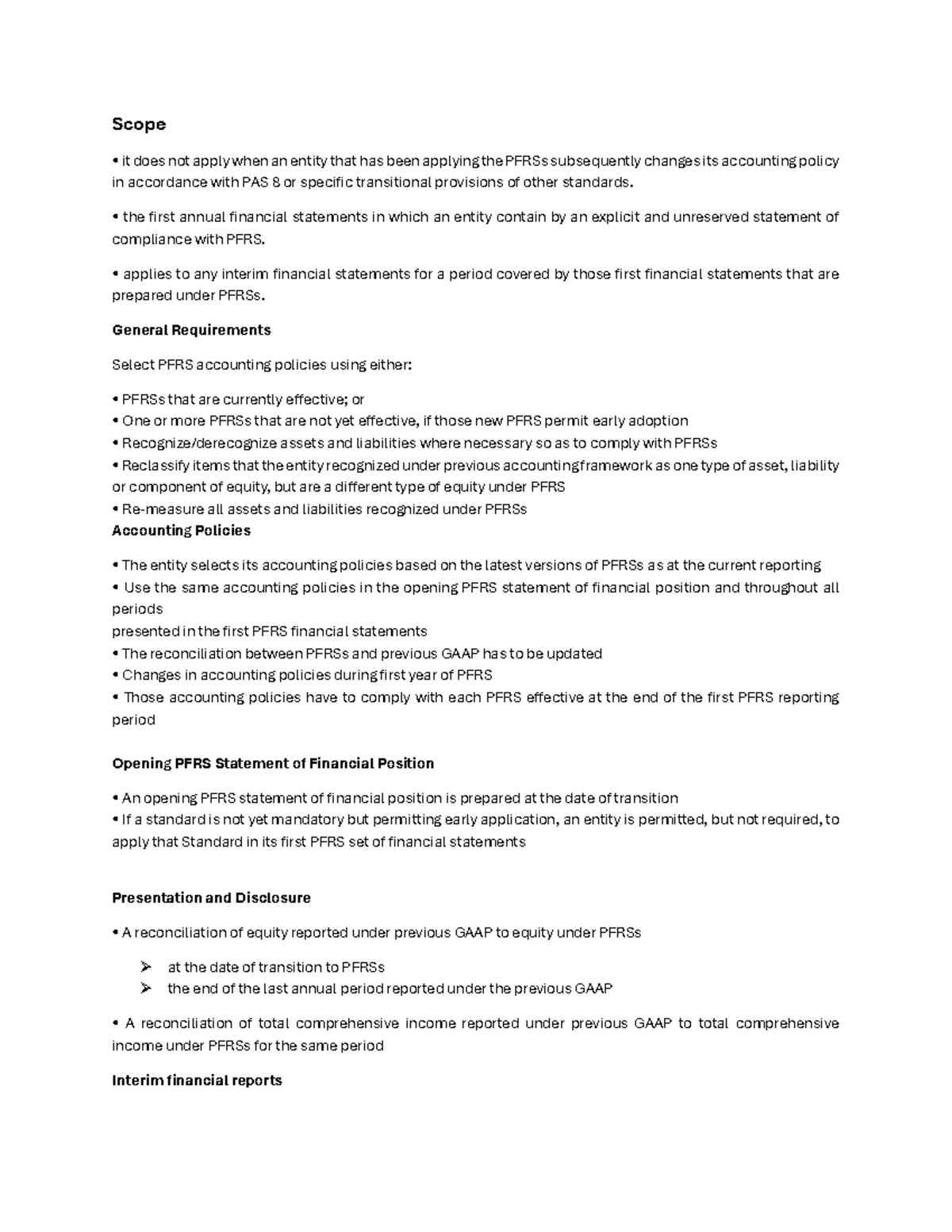 PFRS 1: Transitioning to PFRS - Key Accounting Policies and ...