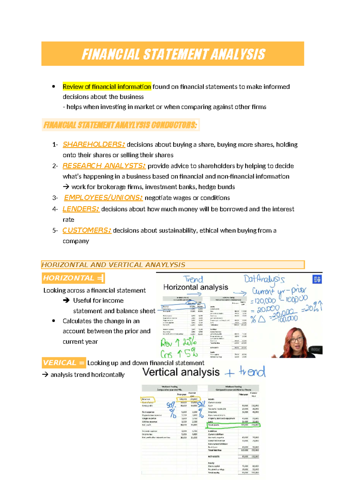 FIN 301: Financial Statement Analysis Notes on Ratios & Decision-Making ...