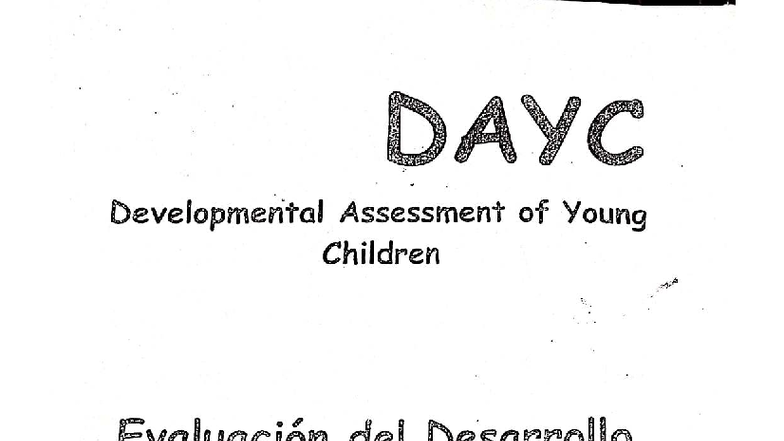 Manual del Test DAYC: Evaluación del Desarrollo Infantil - Studocu