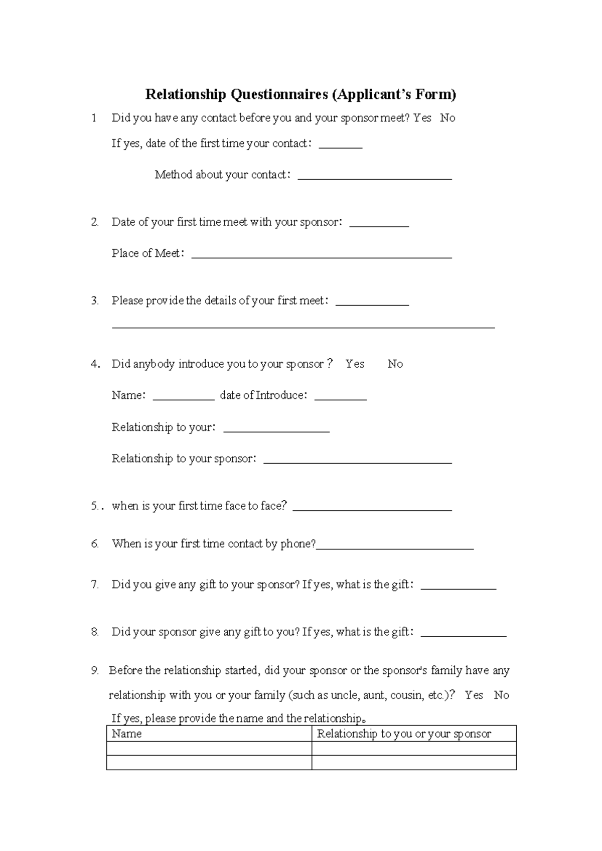 境外申请人问答表-2017 (Relationship Questionnaire) - Studocu