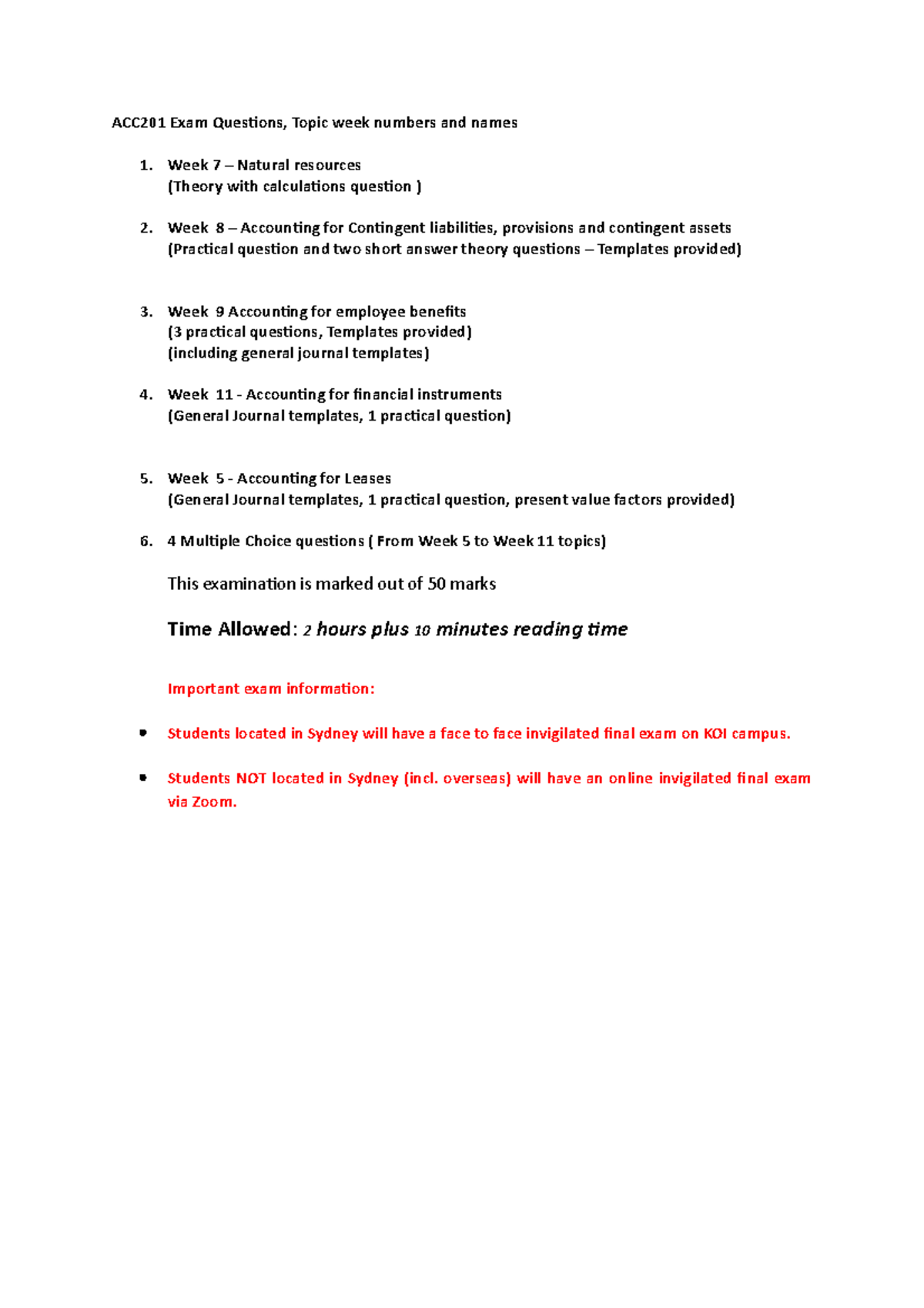 ACC201 Final Exam Review: Key Questions & Topics Overview - Studocu