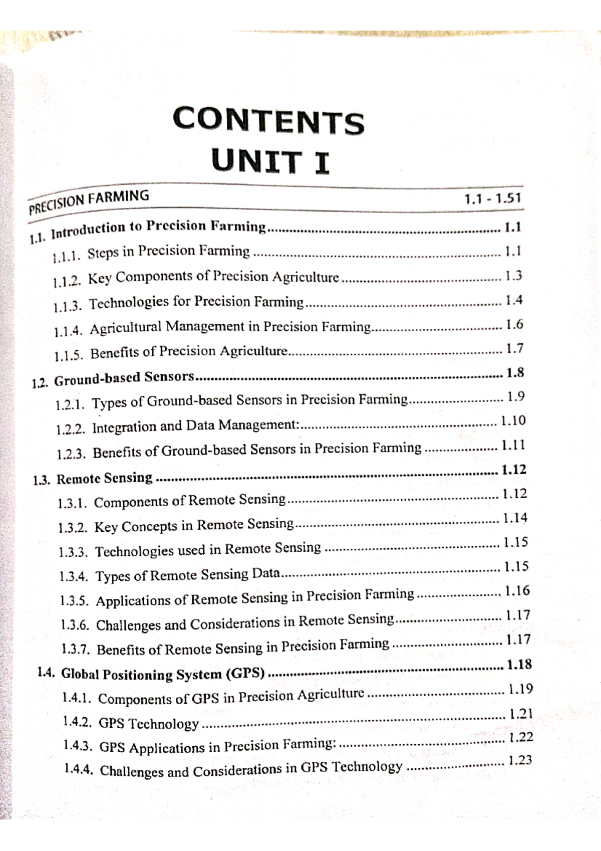 IT in Agriculture: Precision Farming Unit 1 Overview - Studocu
