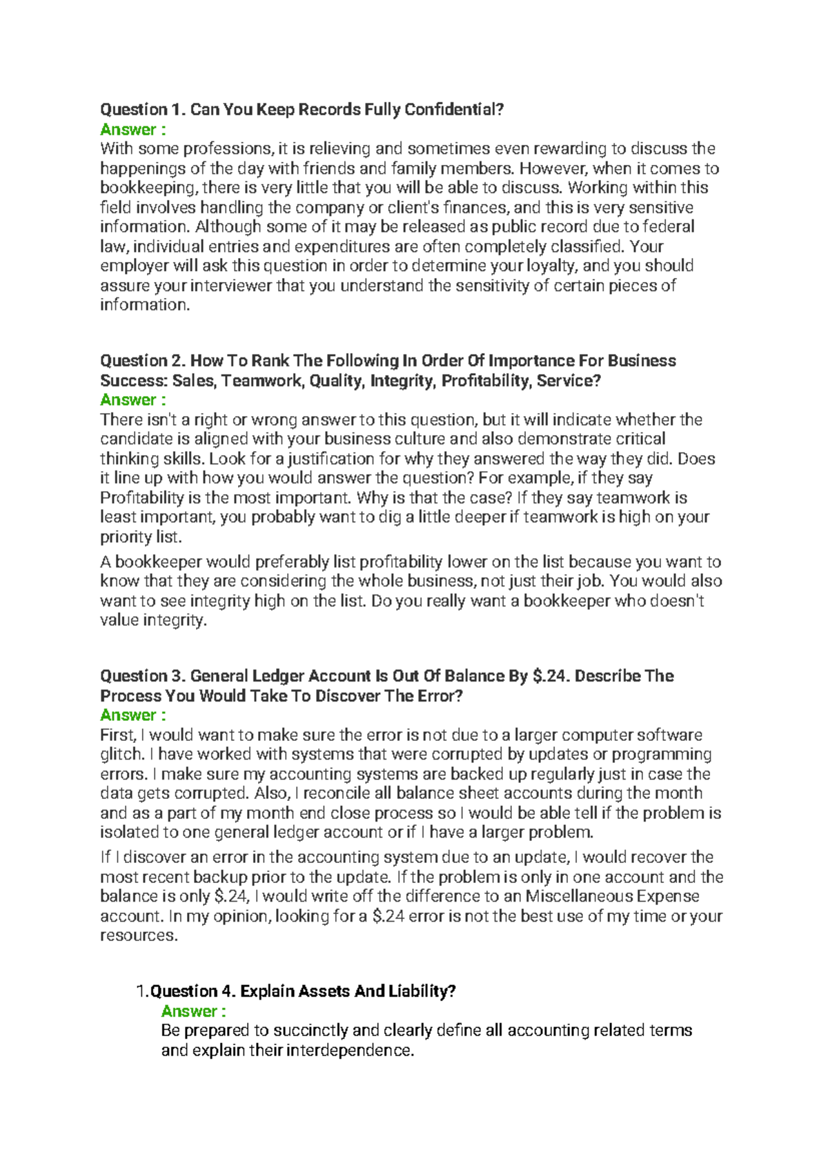 Store keeper question & answer - Question 1. Can You Keep Records Fully ...
