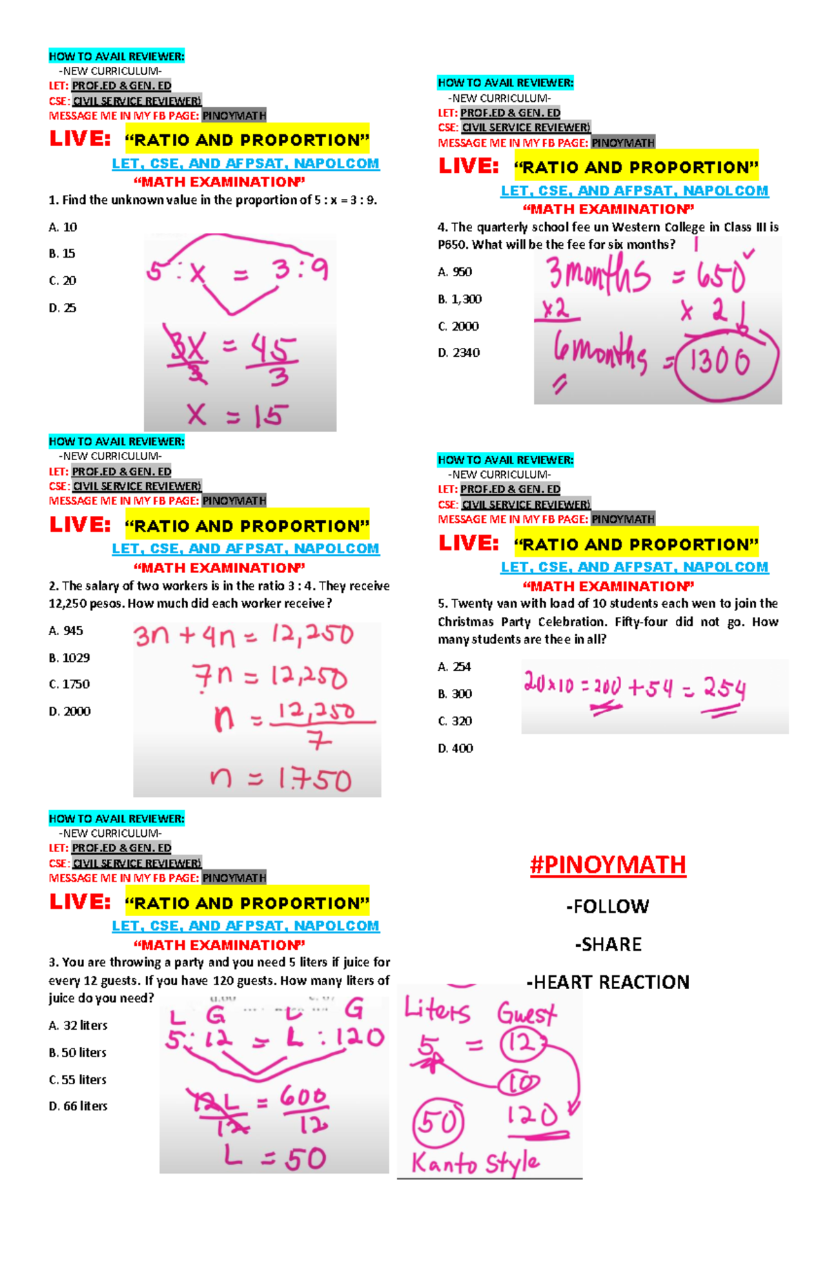 LIVE IN Ratio AND Proportion - HOW TO AVAIL REVIEWER: - NEW CURRICULUM ...