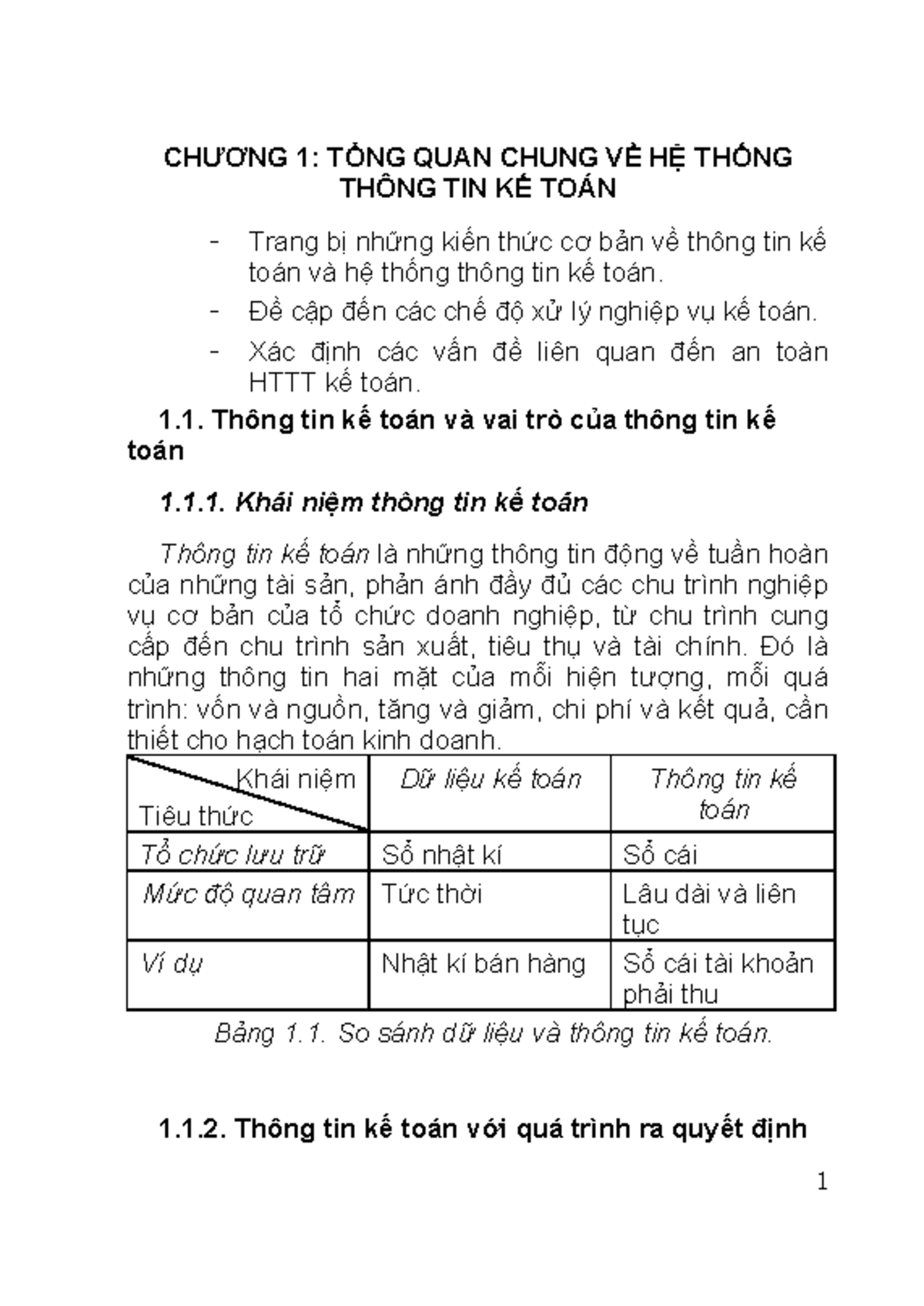 CHƯƠNG 1: TỔNG QUAN VỀ HỆ THỐNG THÔNG TIN KẾ TOÁN (HDHT) - Studocu