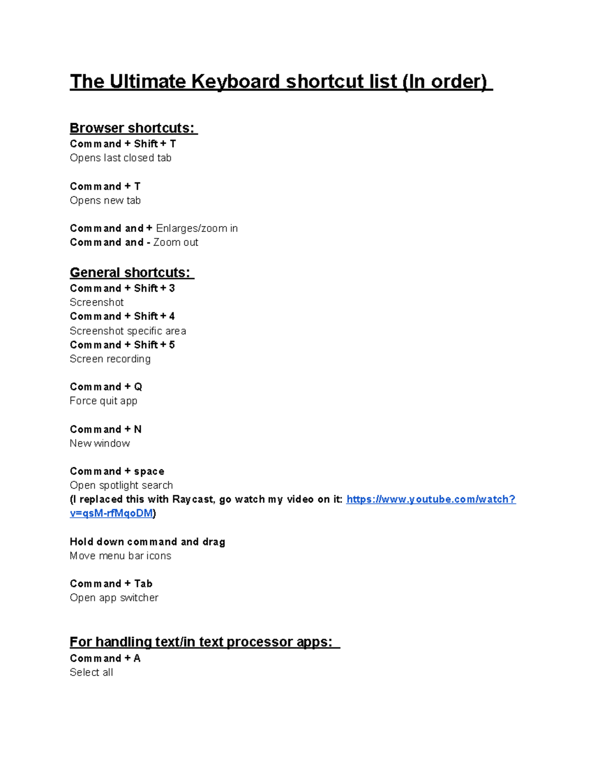 Keyboard Shortcuts Handbook: Essential Commands for Efficiency - Studocu