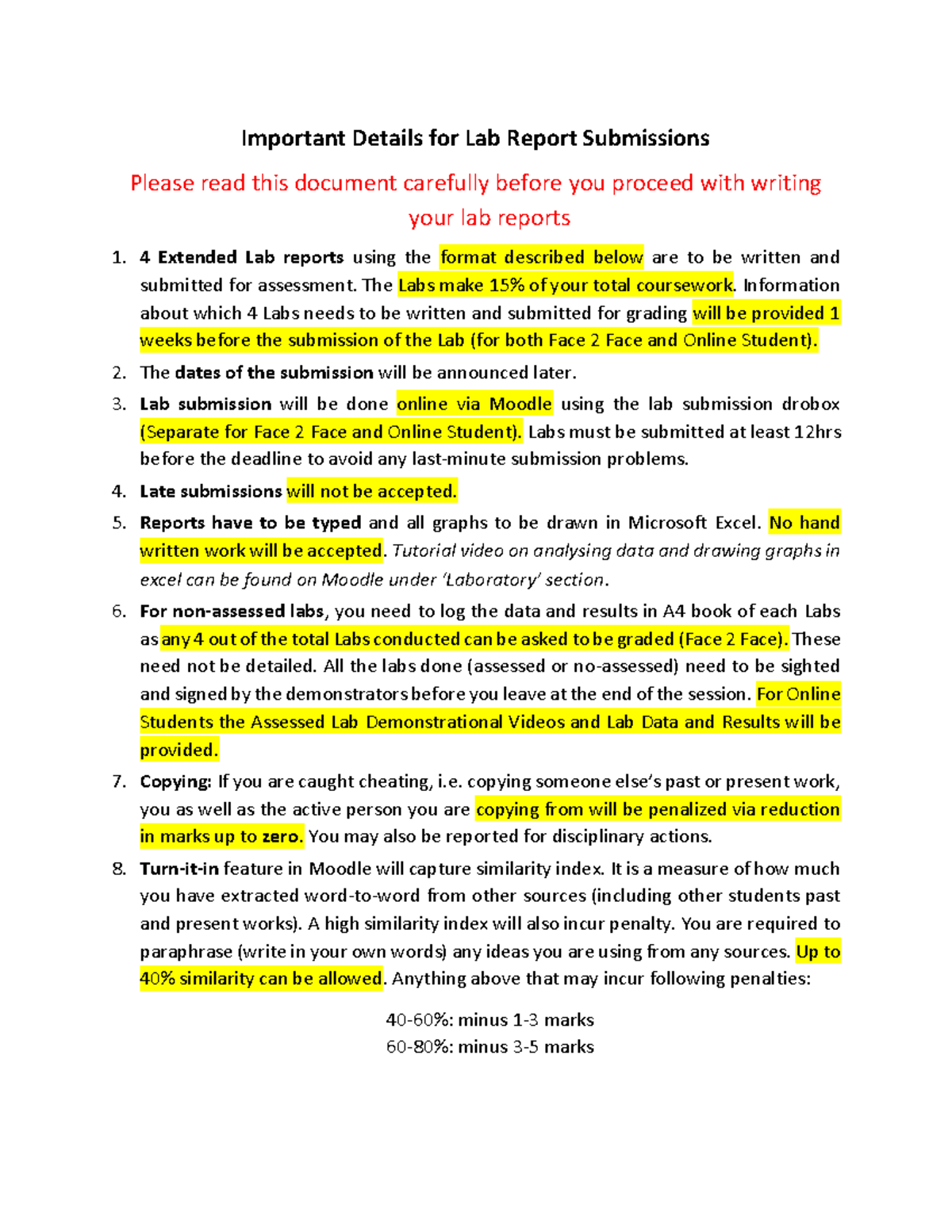 Lab Report Submission Guidelines for Course Code: LAB101 - Studocu