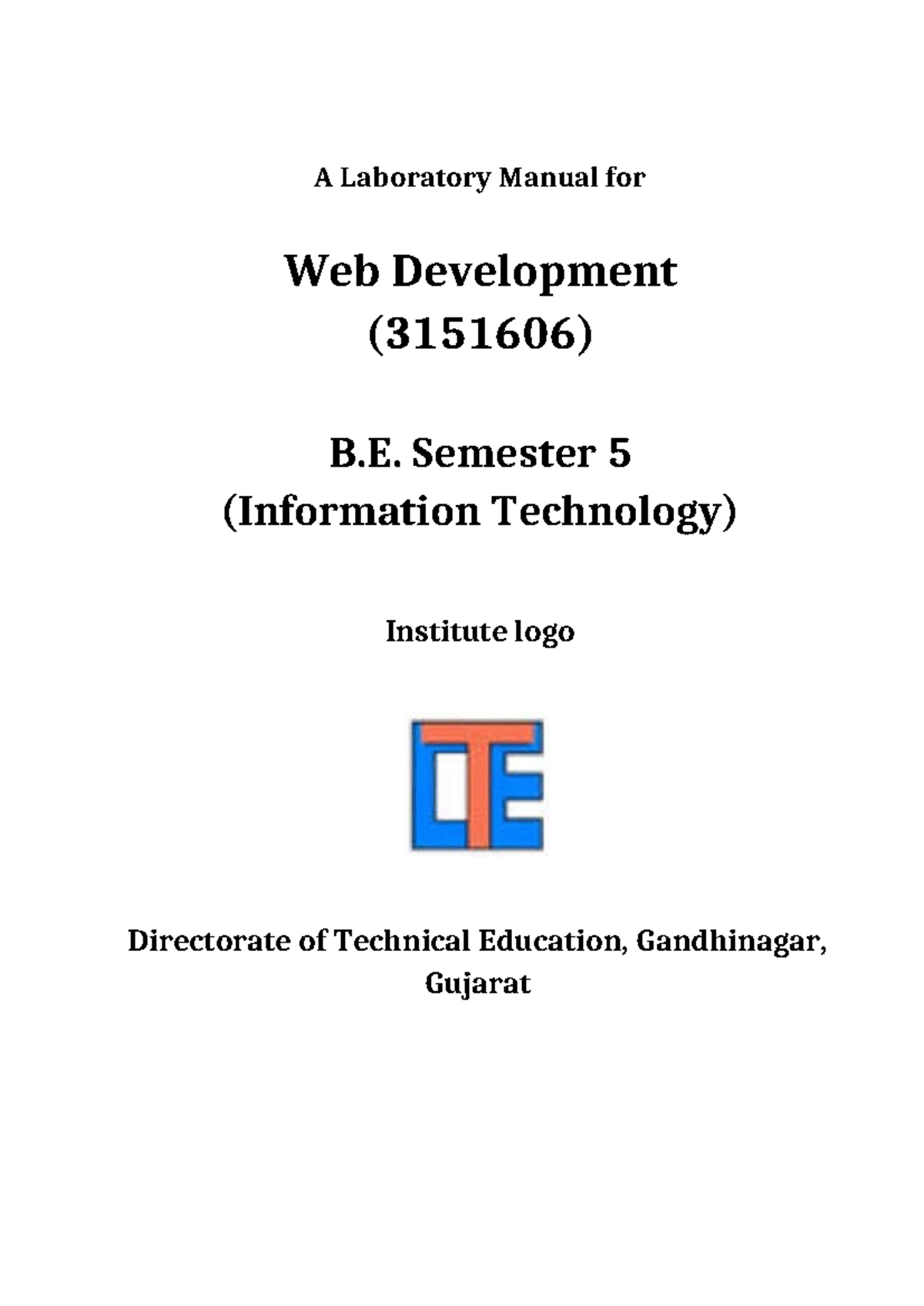 Web Development Laboratory Manual (3151606) for B.E. Semester 5 - Studocu