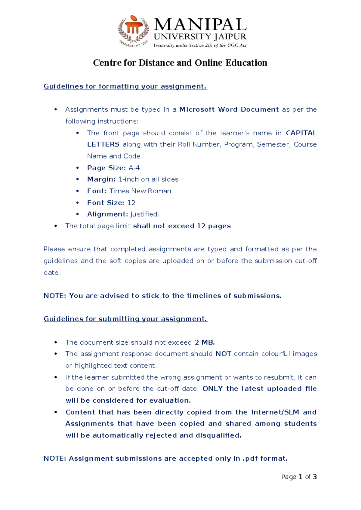 DBB2105 BBA Sem 1 Assignment Formatting Guidelines - Studocu