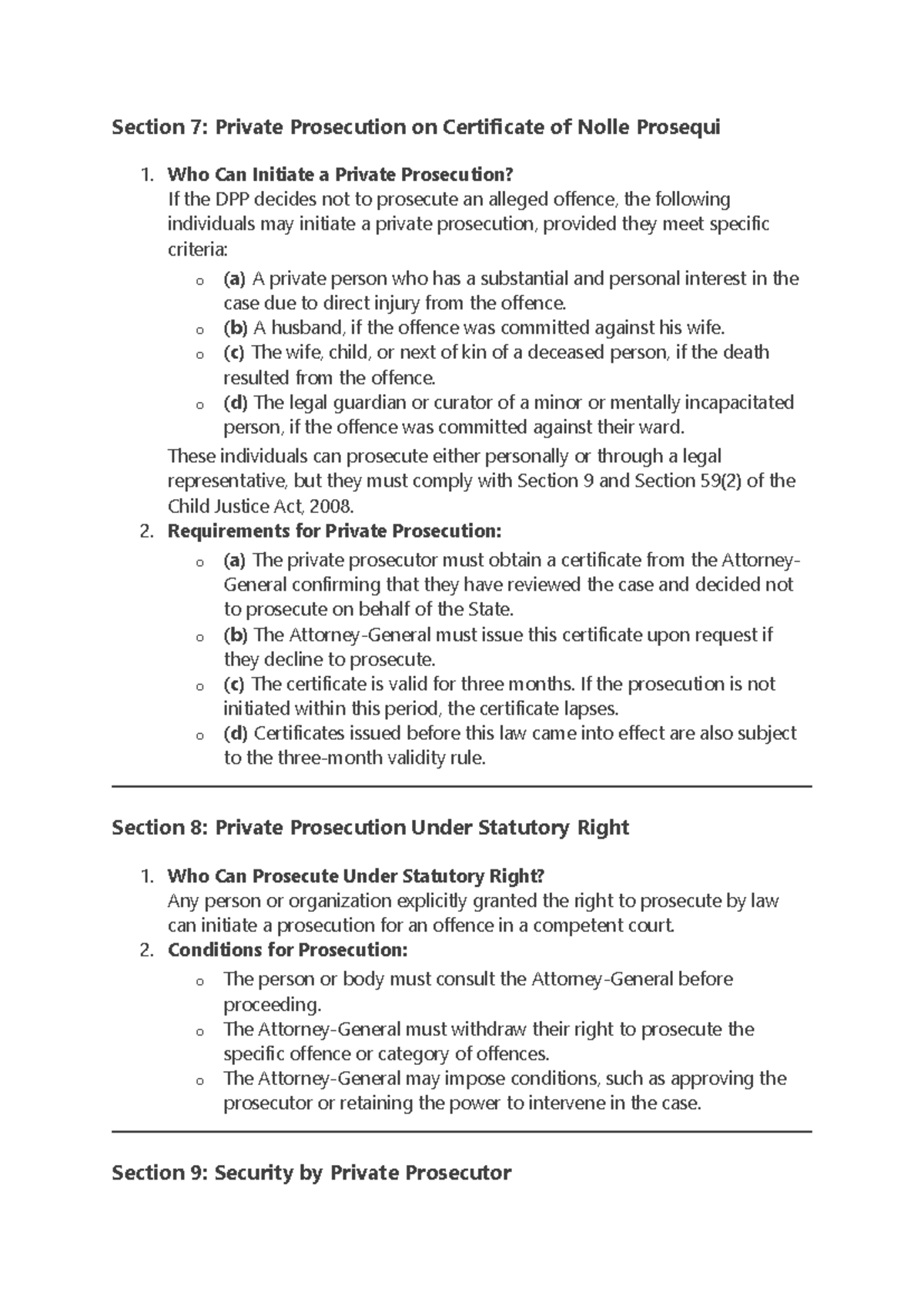 Private Prosecution Summary: Key Points and Procedures - Studocu