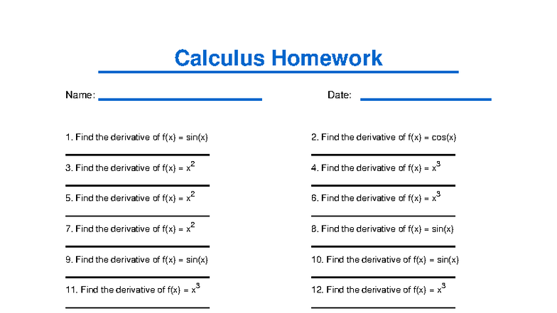 Calculus Homework 8 - Derivatives and Word Problems - Studocu