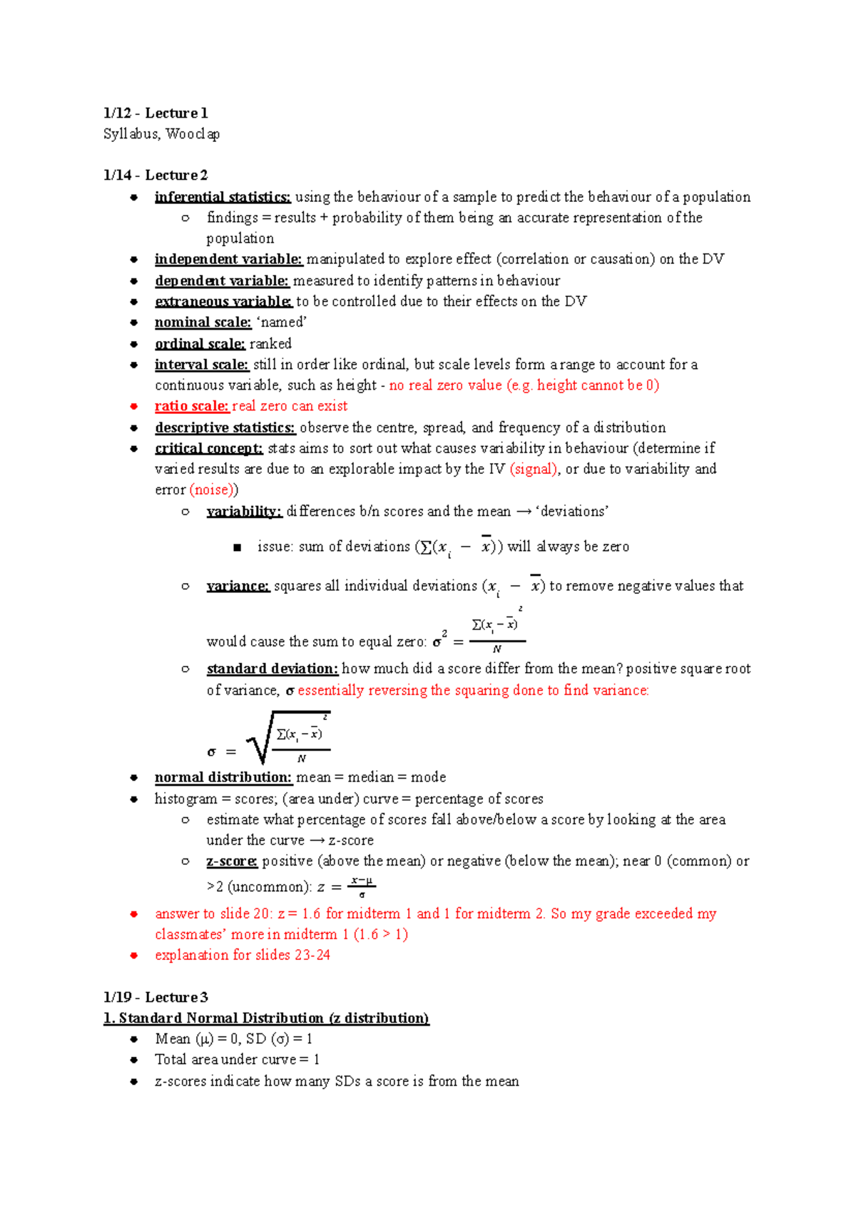 PSY 2116 - Midterm 1 Lecture Notes on Inferential Statistics - Studocu