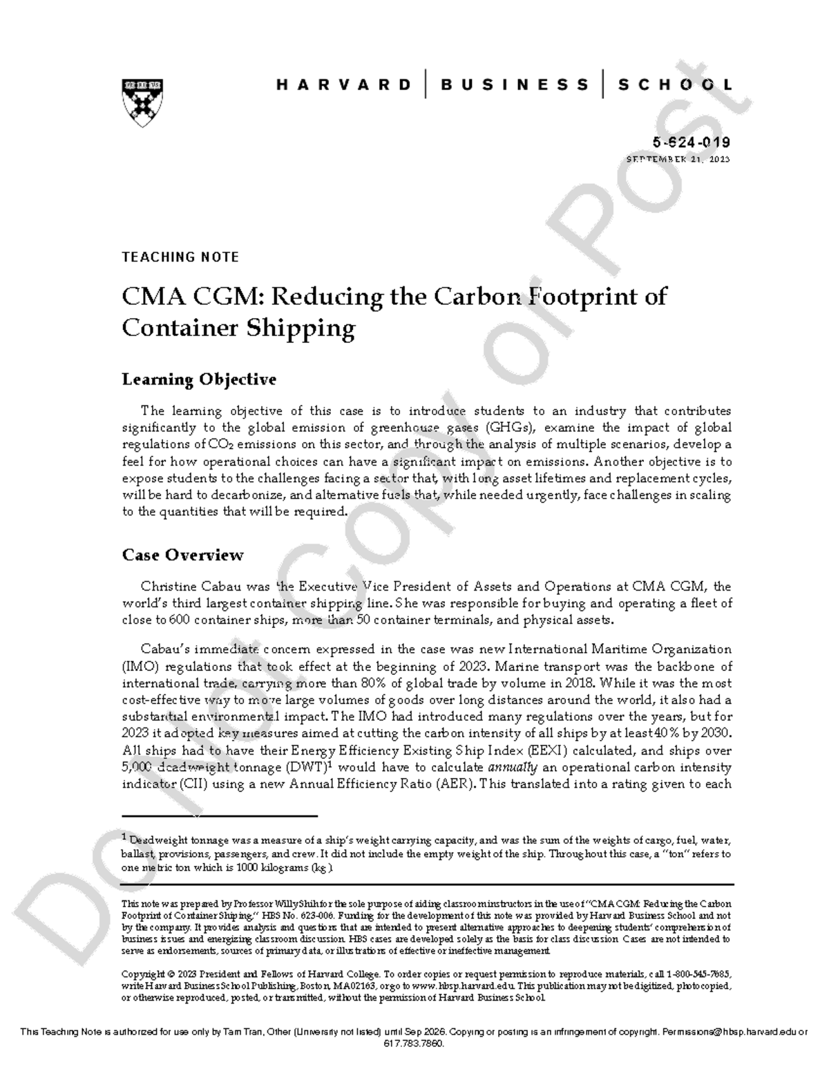 Teaching Note: CMA CGM Case Study on Reducing Carbon Footprint in ...