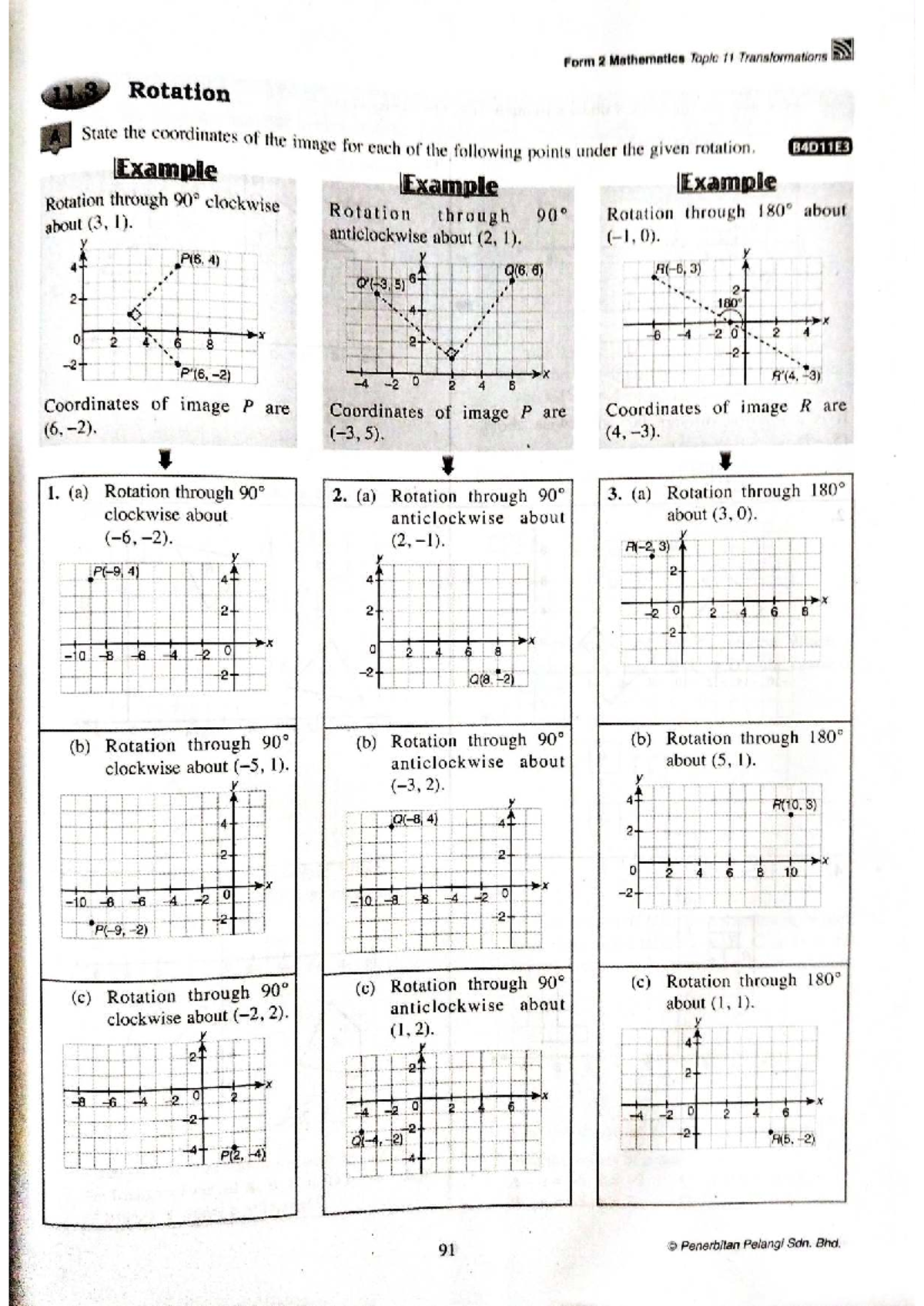 Form 2 Math B4D11E3: Topic 11 Transformations - Rotation Coordinates ...
