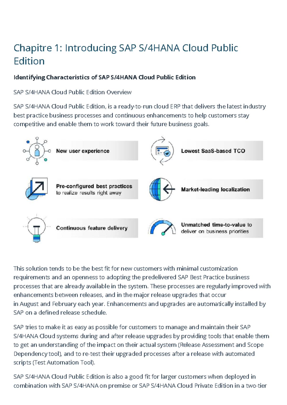 Chapitre 1: SAP S/4HANA Cloud Public Edition Overview & Processes - Studocu