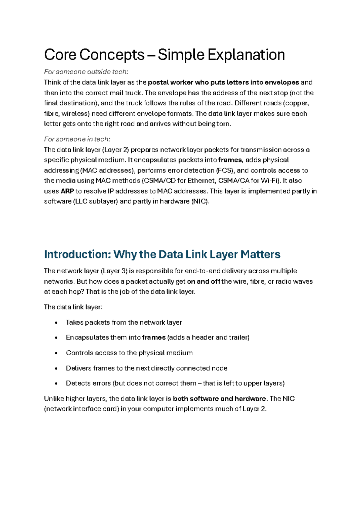 NEF Module 8: Data Link Layer Overview and Key Concepts - Studocu