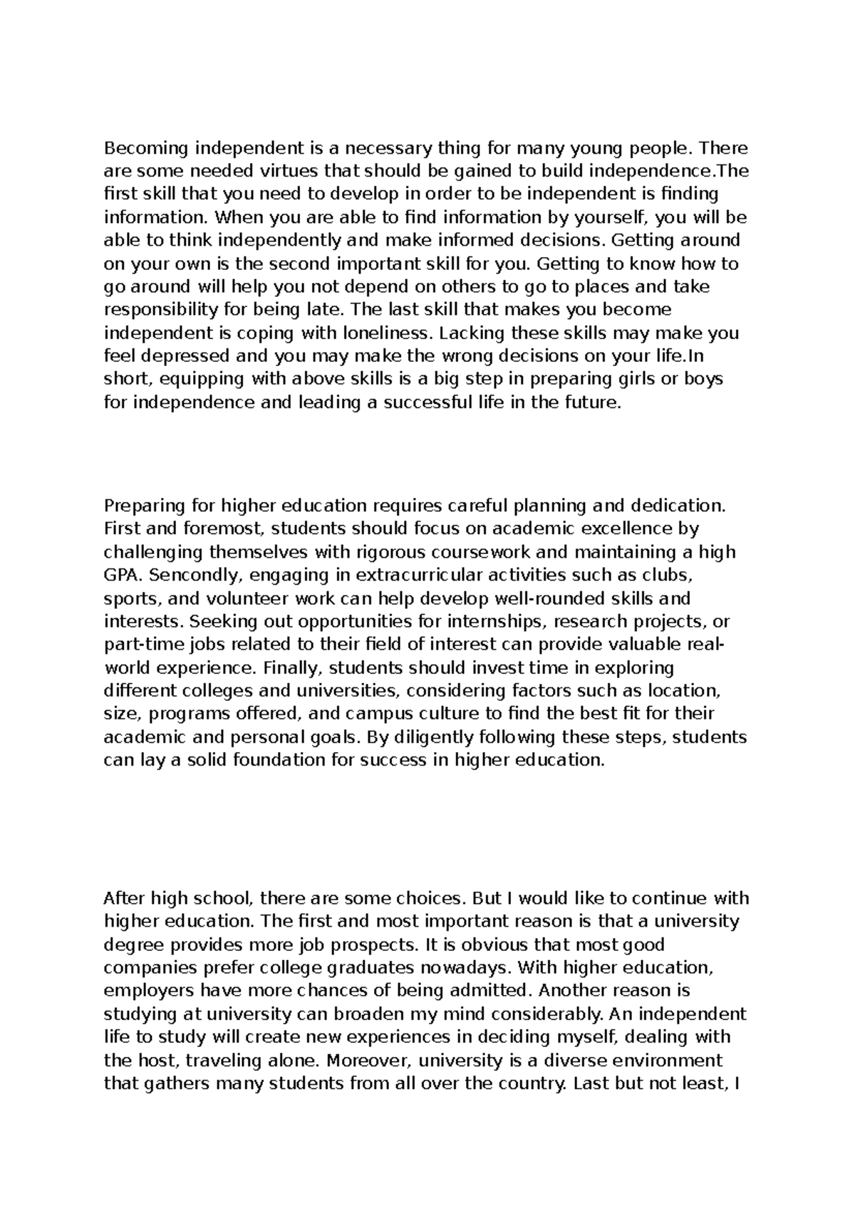 Write - Essay: Skills for Independence and Higher Education Success ...
