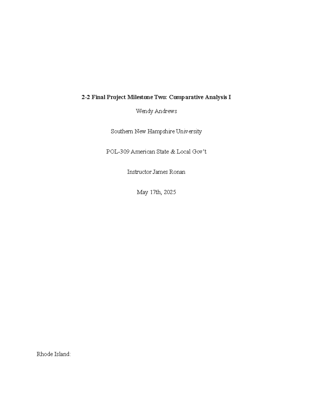 POL-309 Module 2 - Comparative Analysis of State Political Cultures ...