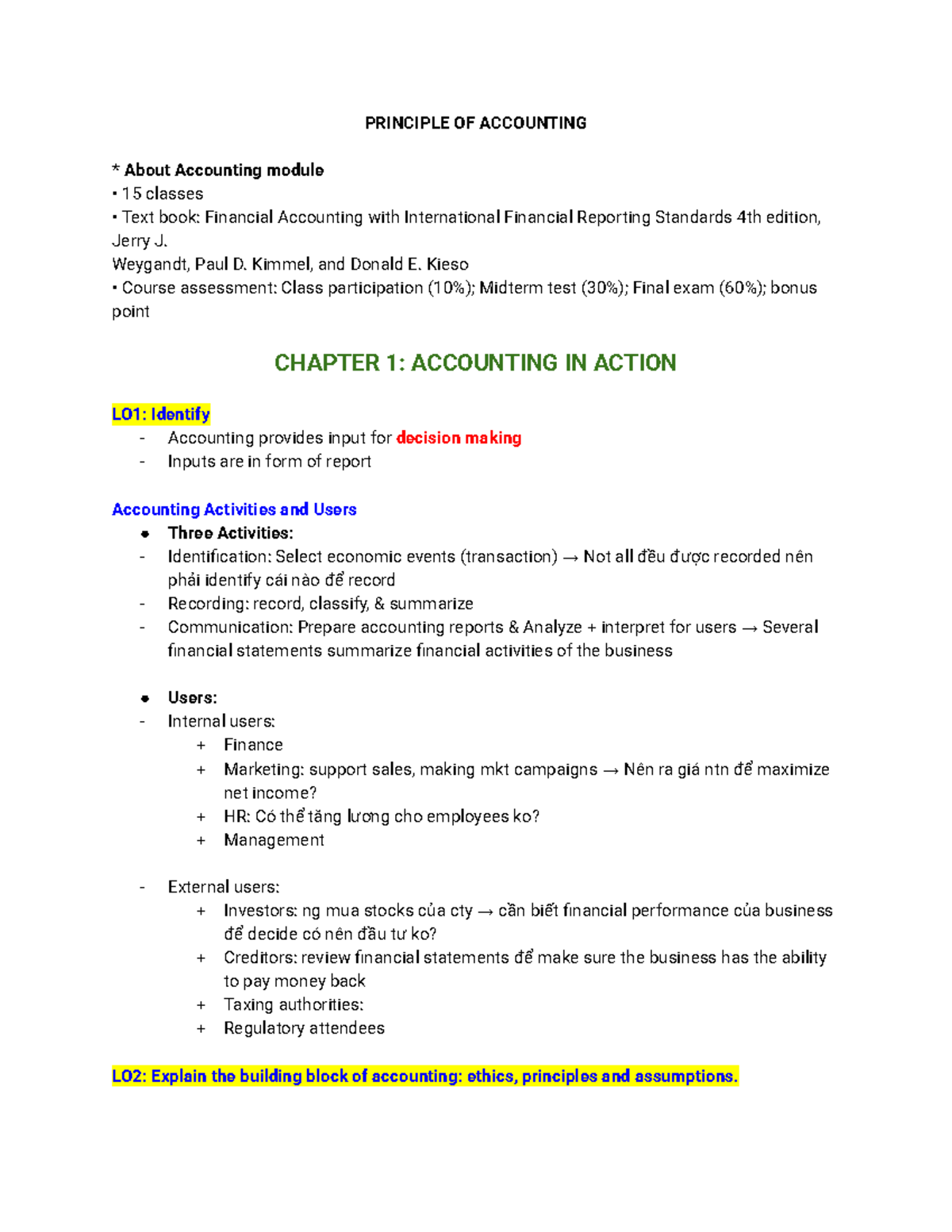 NLKT - Principles of Accounting: Chapter 1 & 4 Overview and Key ...