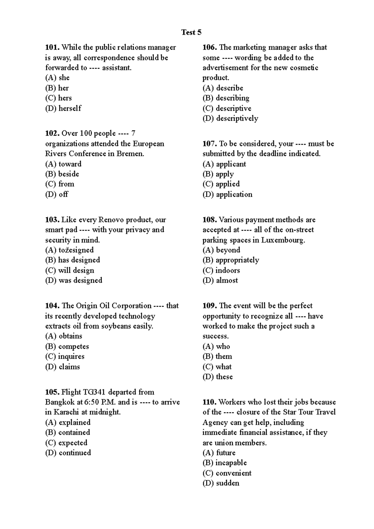 Test 5 & 6 Advanced Practice Questions - Studocu
