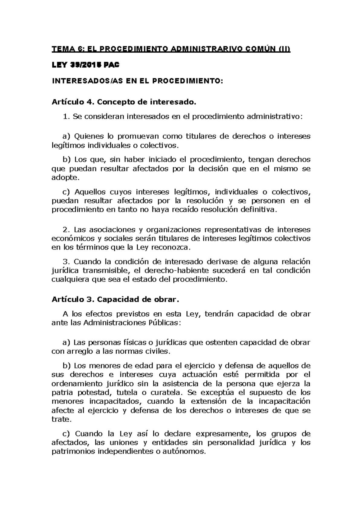 TEMA 6: Procedimiento Administrativo Común (II) - Ley PAC y Derechos de ...