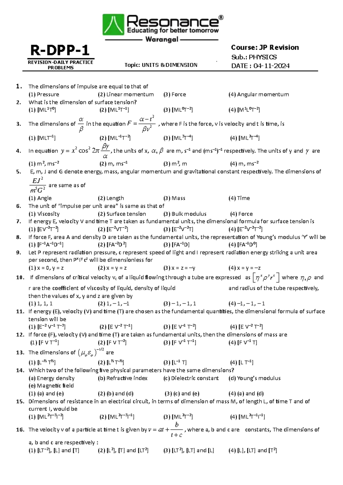 DPP PHY DAY-1 Units & Dimension - 04-11-2024 - reated in Master PDF ...