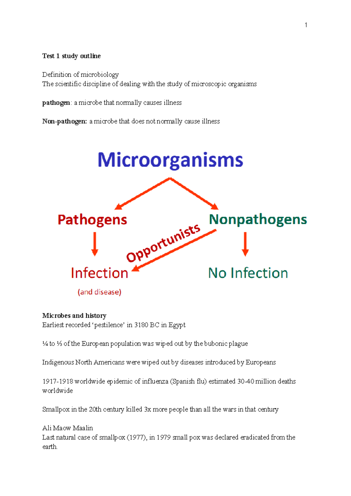 Midterm Study Packet: Microbiology Test 1 Overview - Studocu