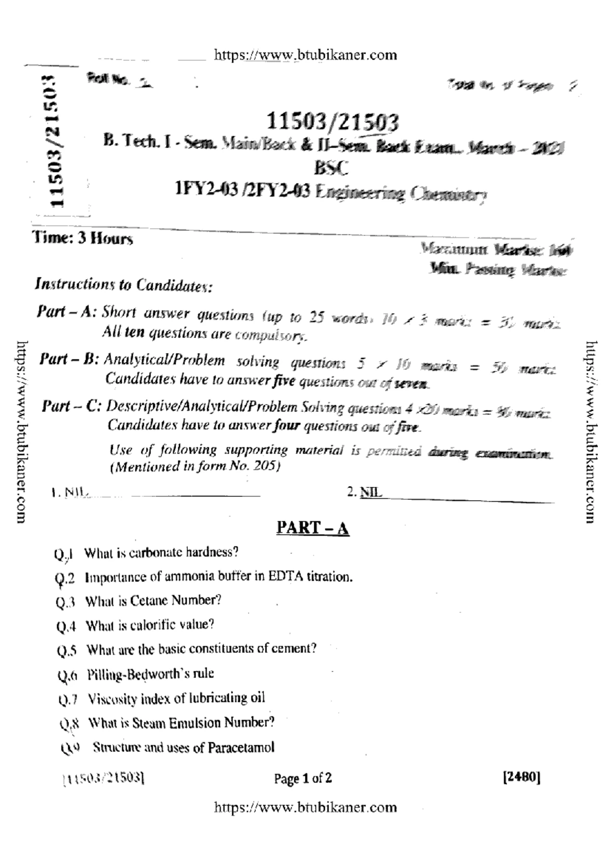 B. Tech I Sem Back Exam: Engineering Physics 11502, Mar 2021 - Studocu