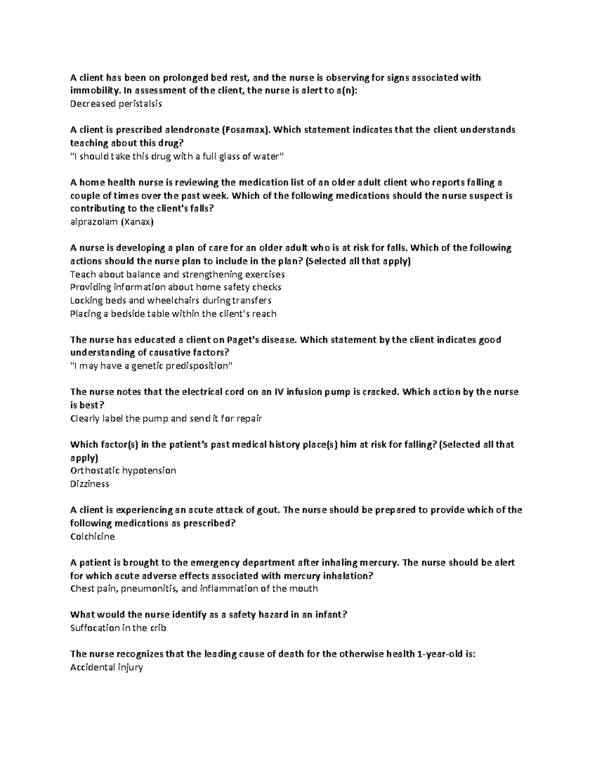 PN1 Exam 1 - Verified Answers for Professional Nursing Concepts - Studocu
