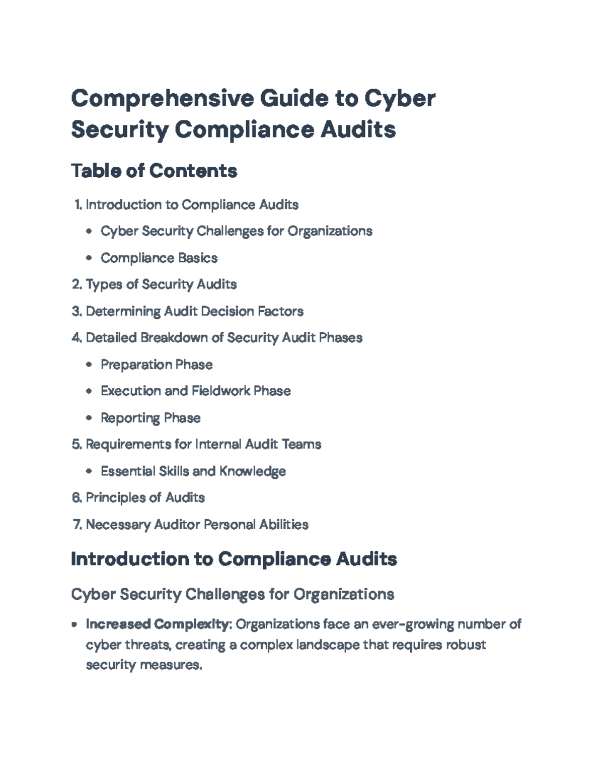 Comprehensive Guide to Cyber Security Compliance Audits - Principles of ...