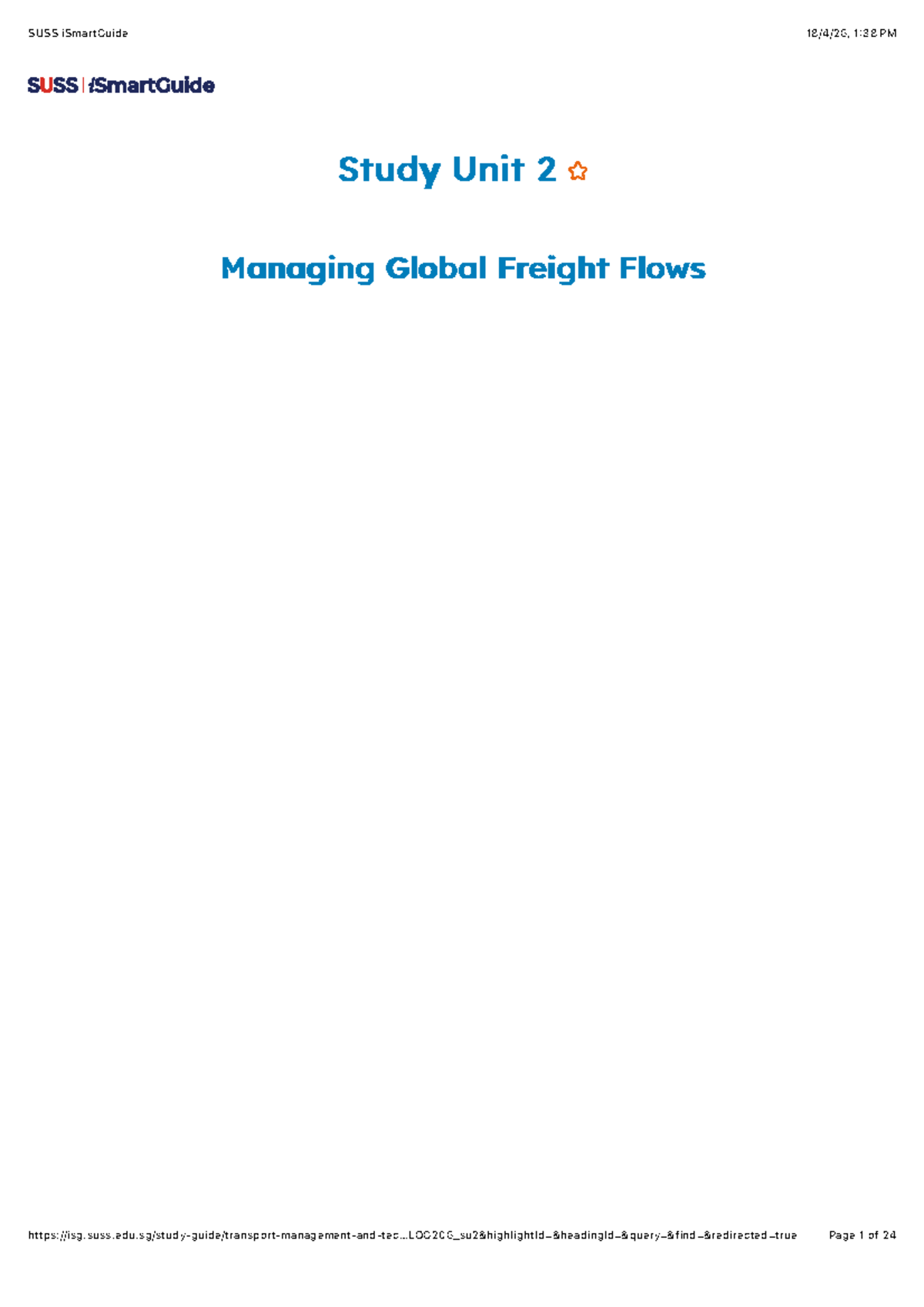 LOG206 Study Unit 2: Managing Global Freight Flows Overview - Studocu