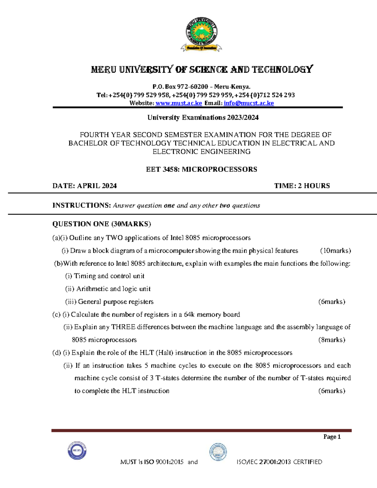 EET 3458 Final Exam Study Notes: Microprocessors Overview - Studocu